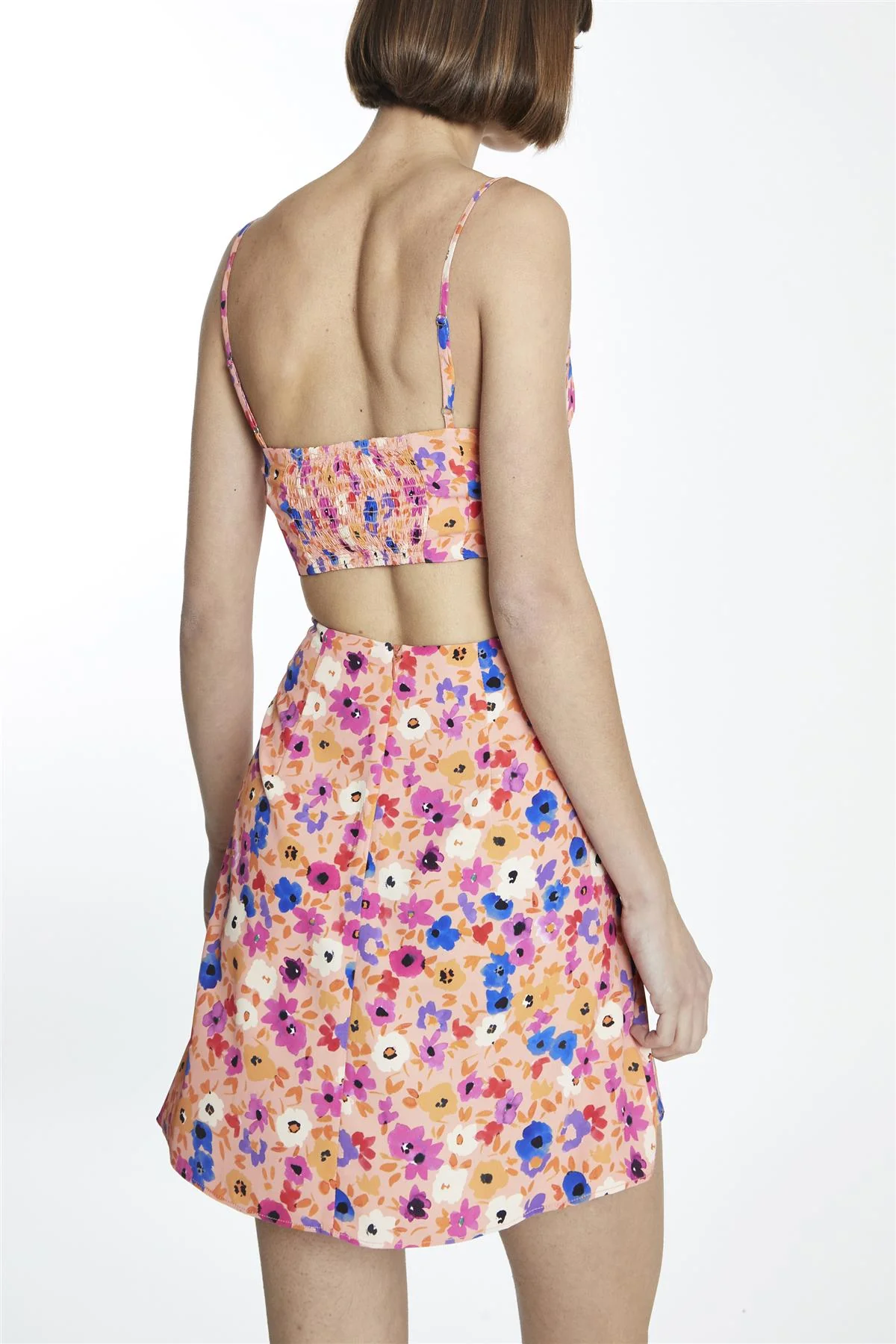 Multi Orange Floral Spaghetti-Strap Crop-Top - Image 2