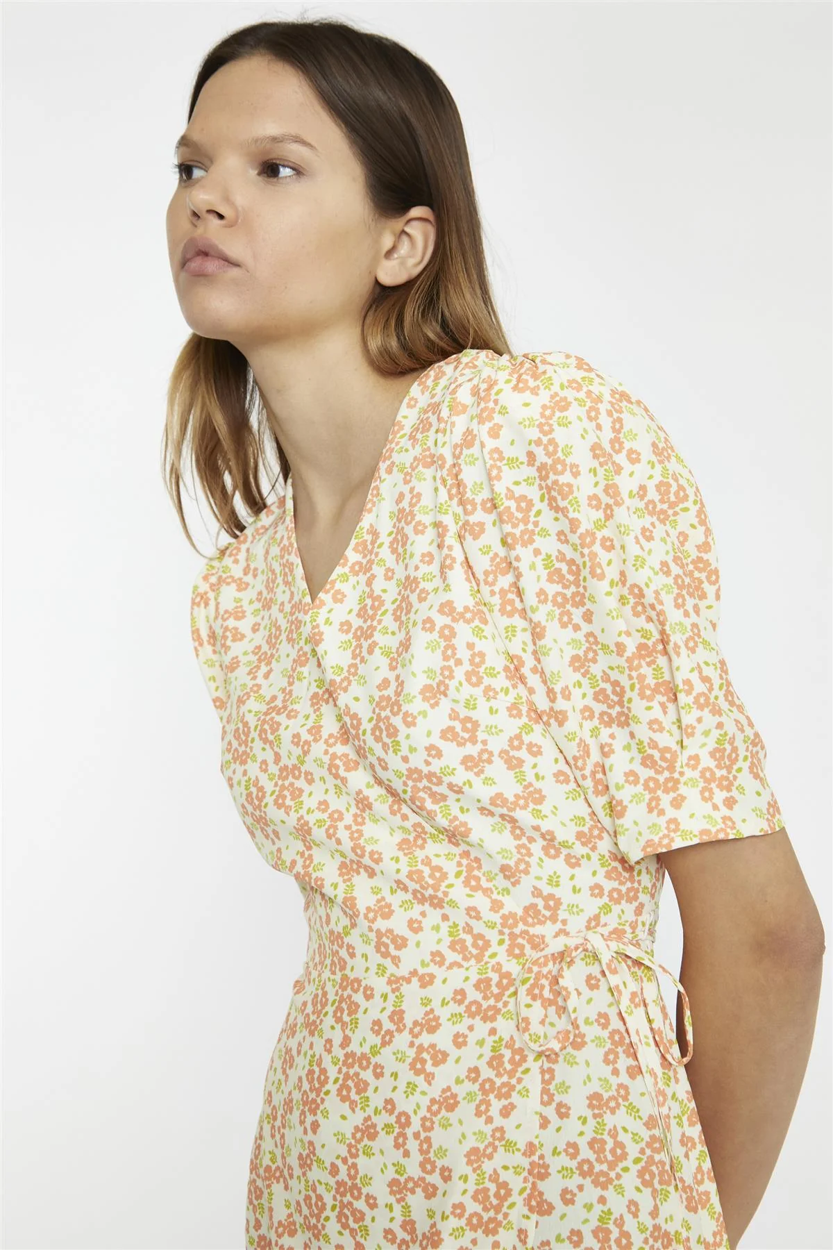 Muskmelon-Multi-Ditsy Wrap Mini-dress - Image 4