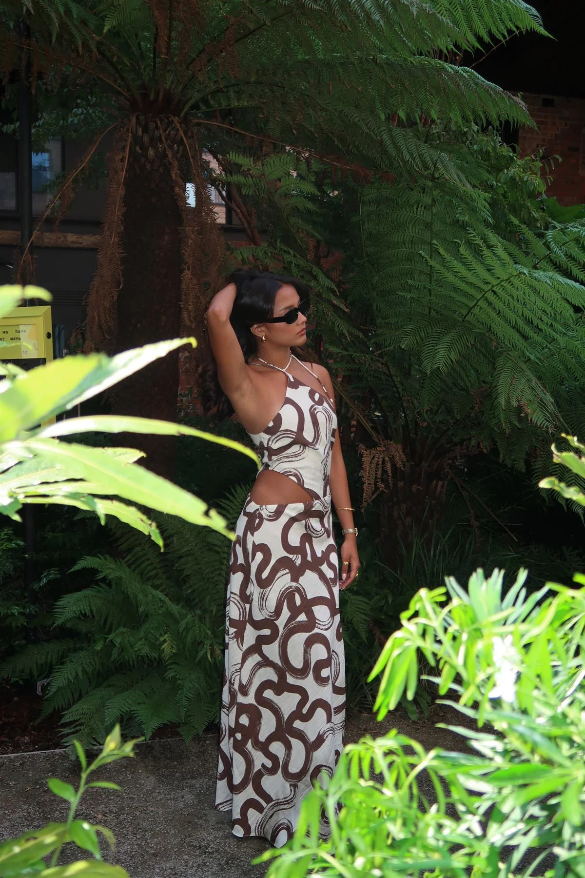 Natural-Brown-Swirl Split-Leg Maxi-Dress - Image 5