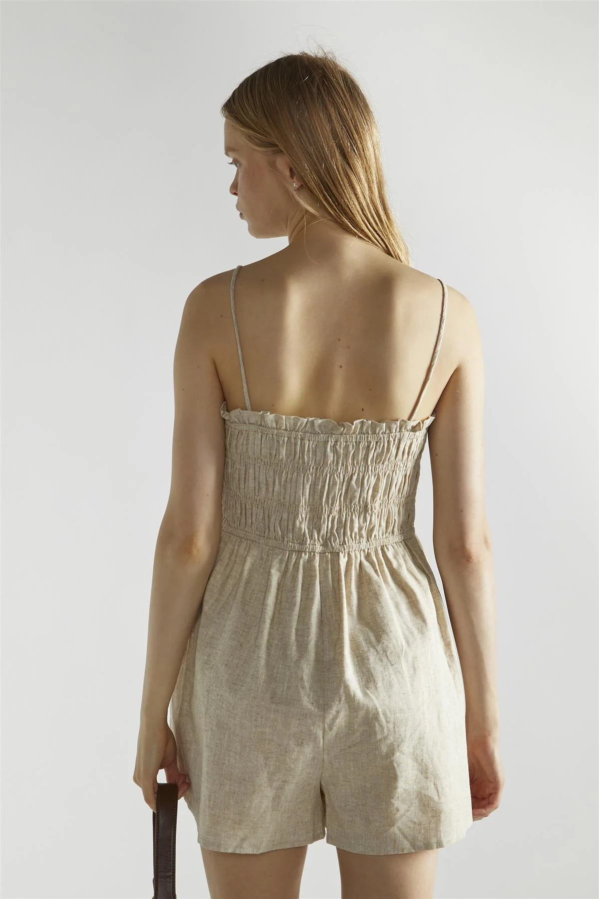 Natural Shirred Spaghetti Strap Playsuit - Image 2