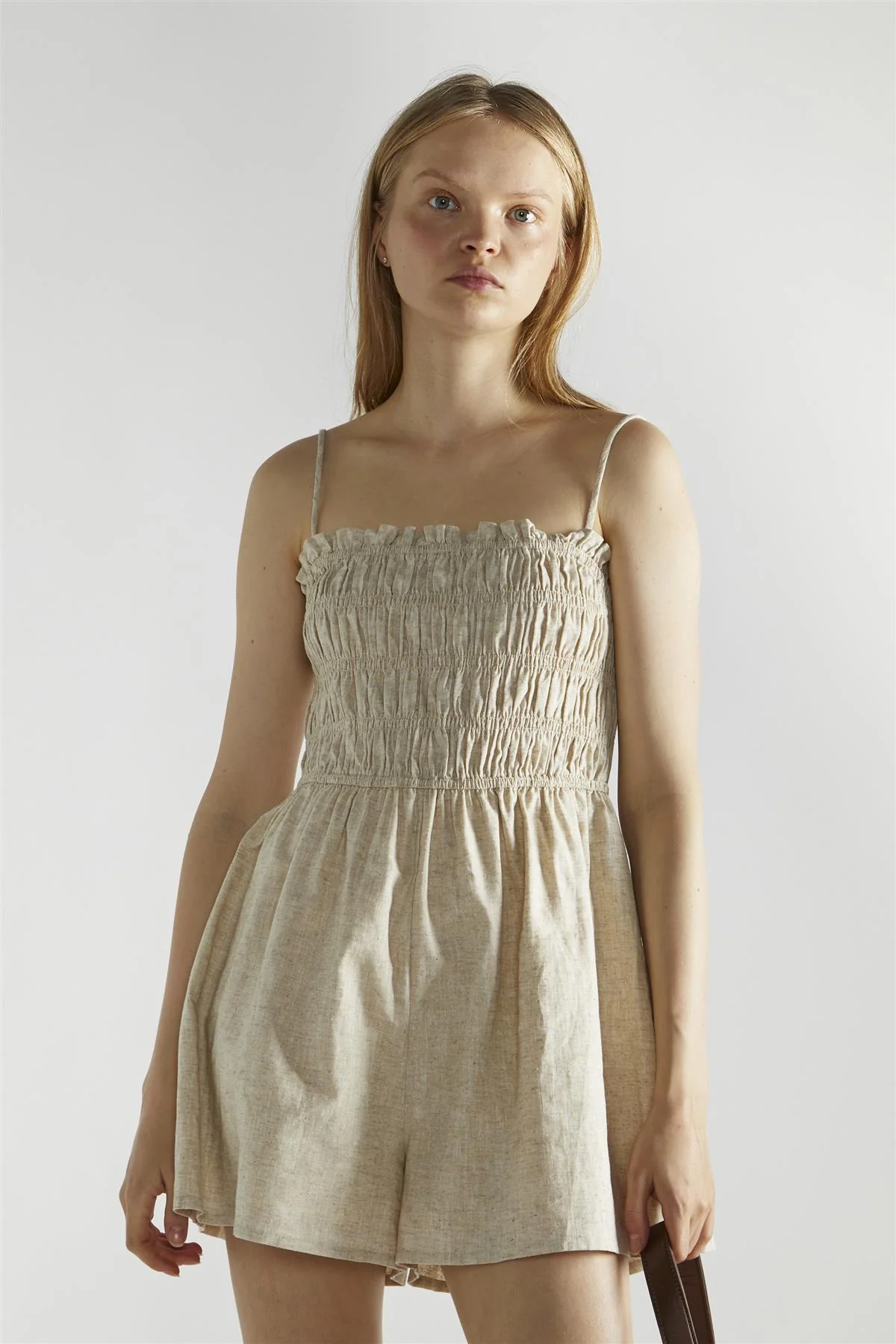 Natural Shirred Spaghetti Strap Playsuit - Image 3