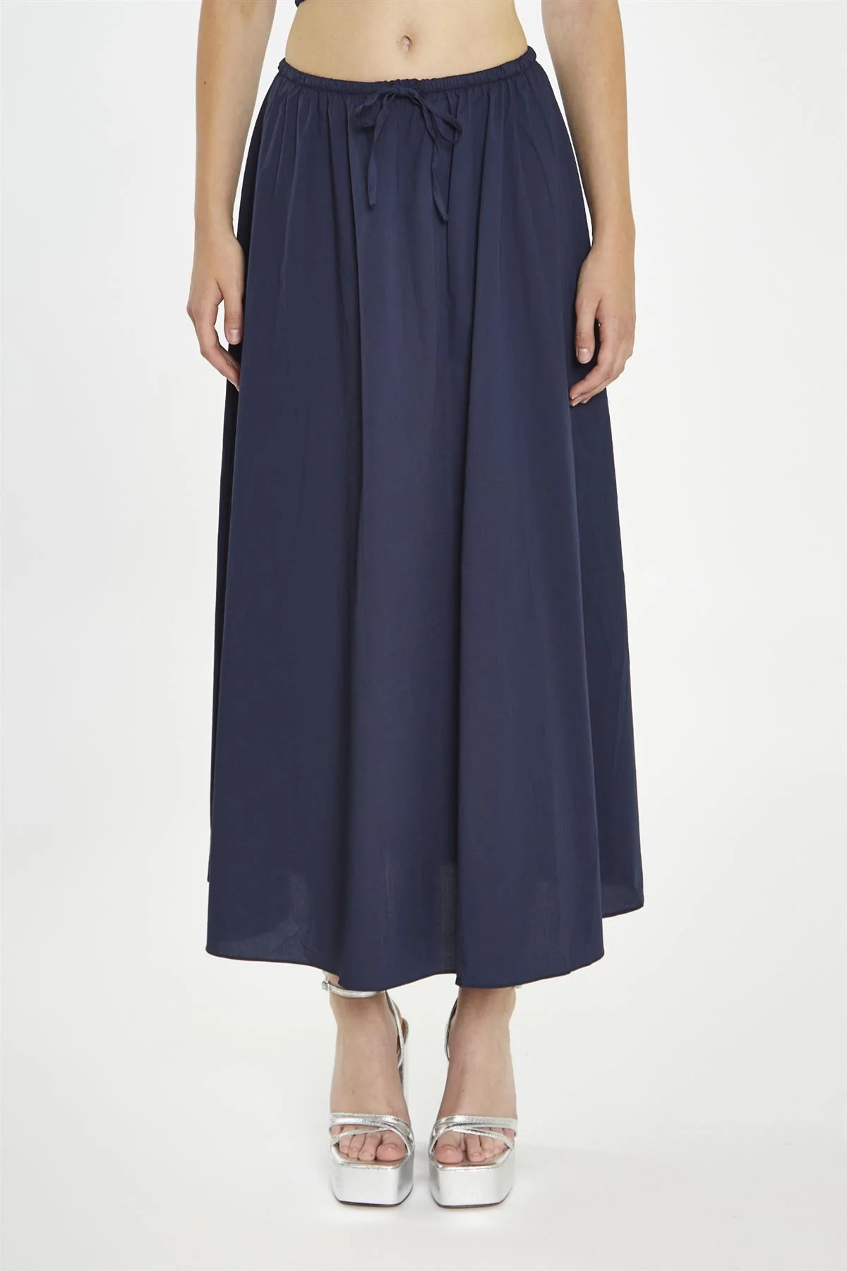 Navy Floaty Midaxi-Skirt - Image 3