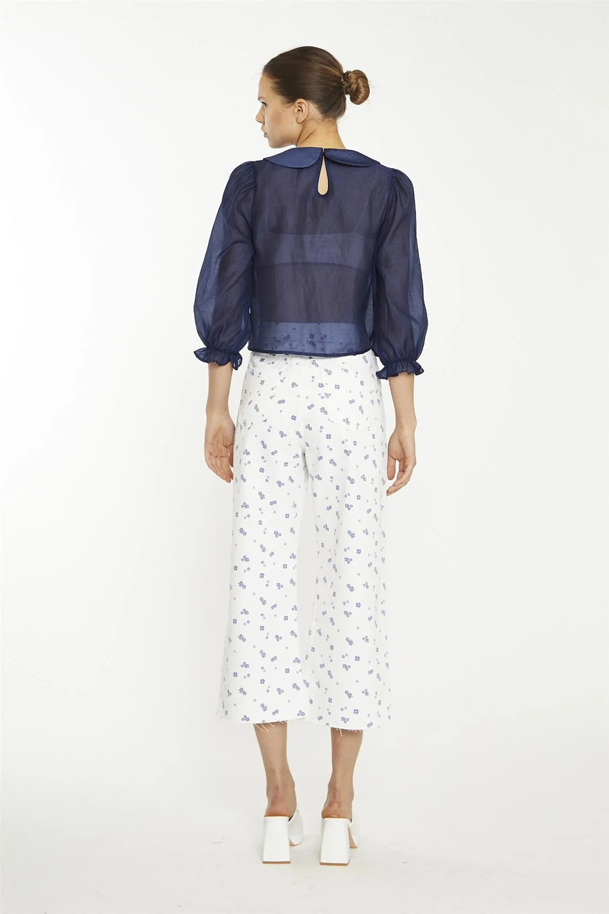 Navy Organza Crop-Top - Image 2