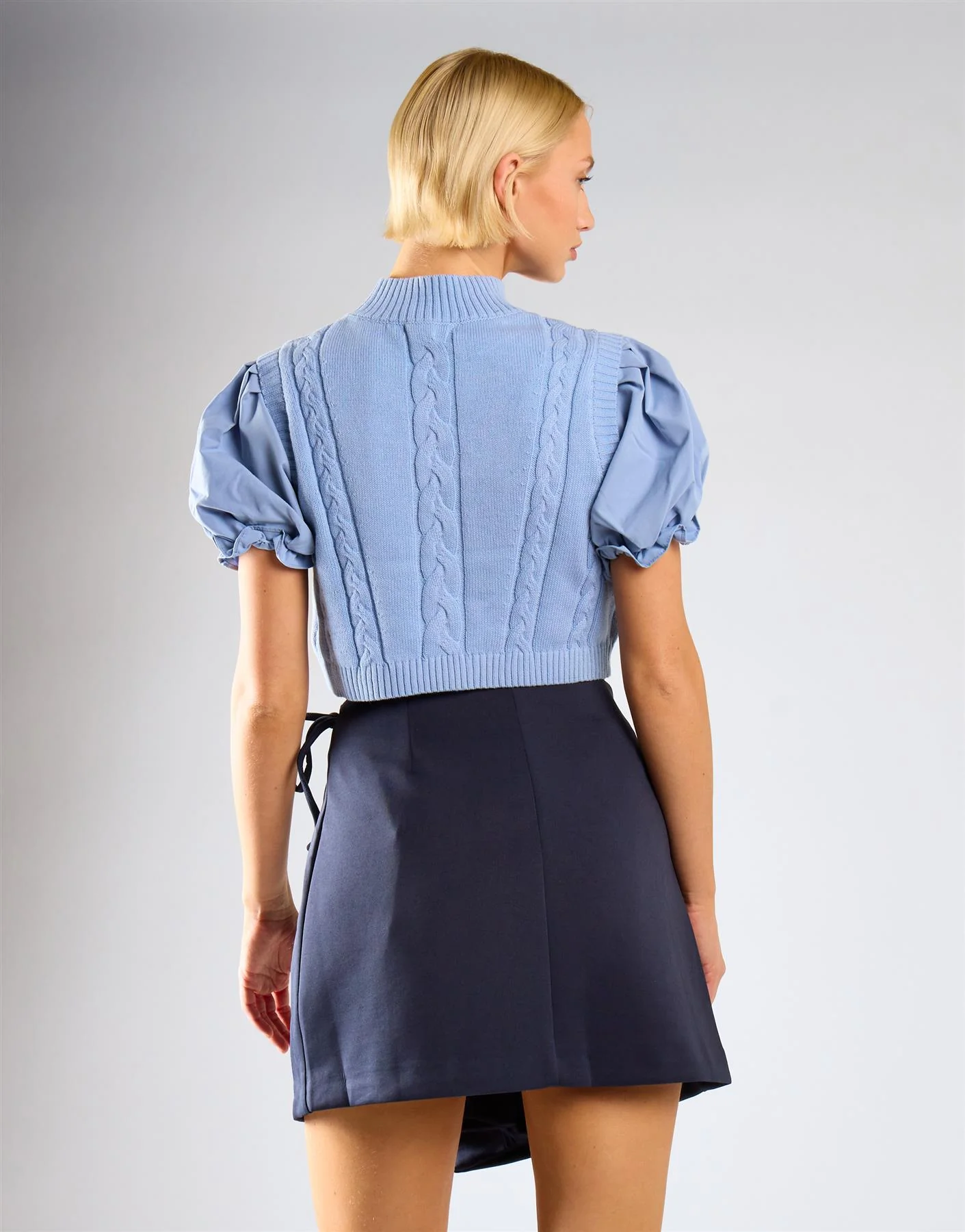 Navy Wrap Mini Skirt - Image 2