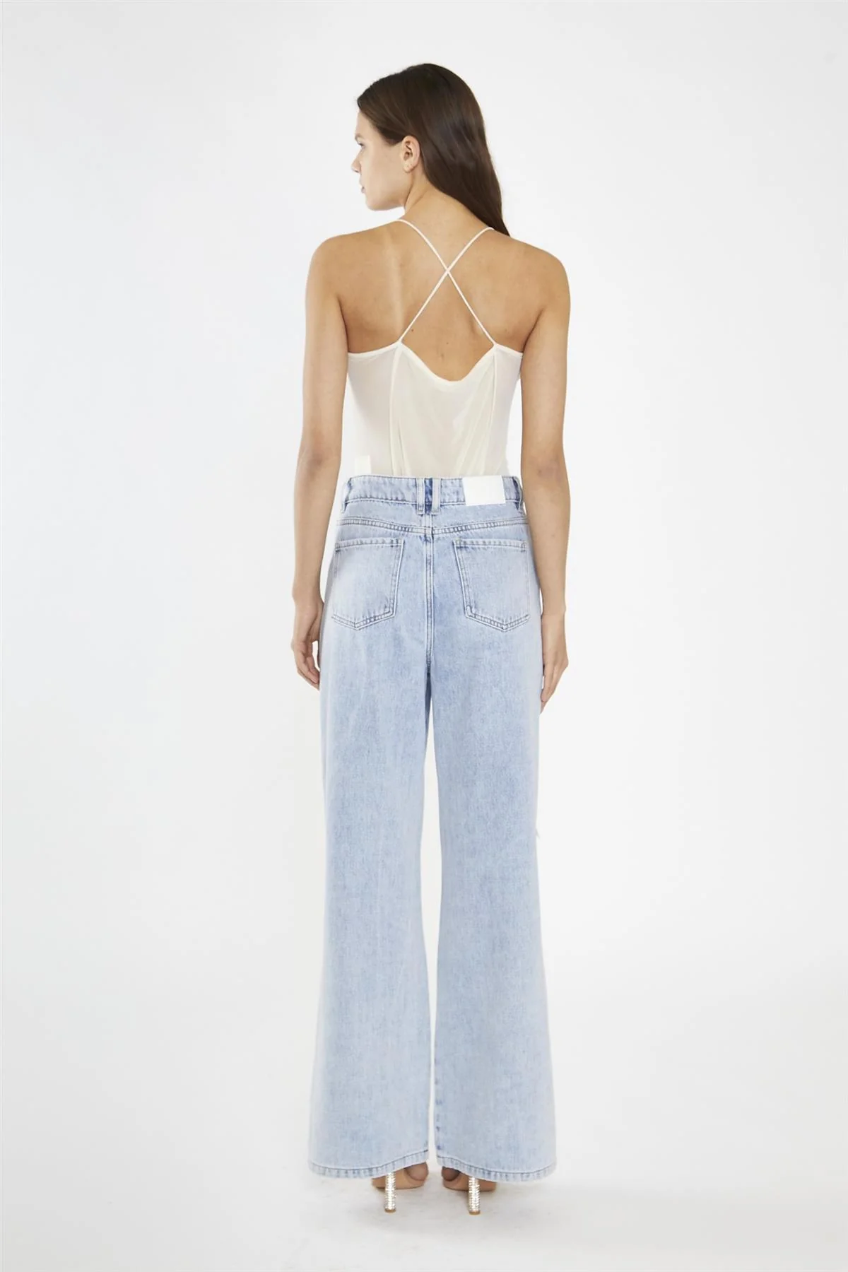Nude-Mesh Cowl-Neck Bodysuit - Image 2