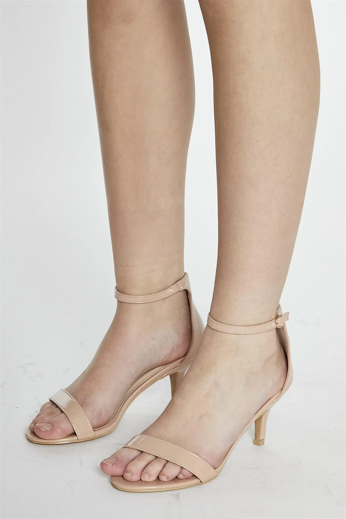 Nude Patent Strappy Mid Heel - Image 2