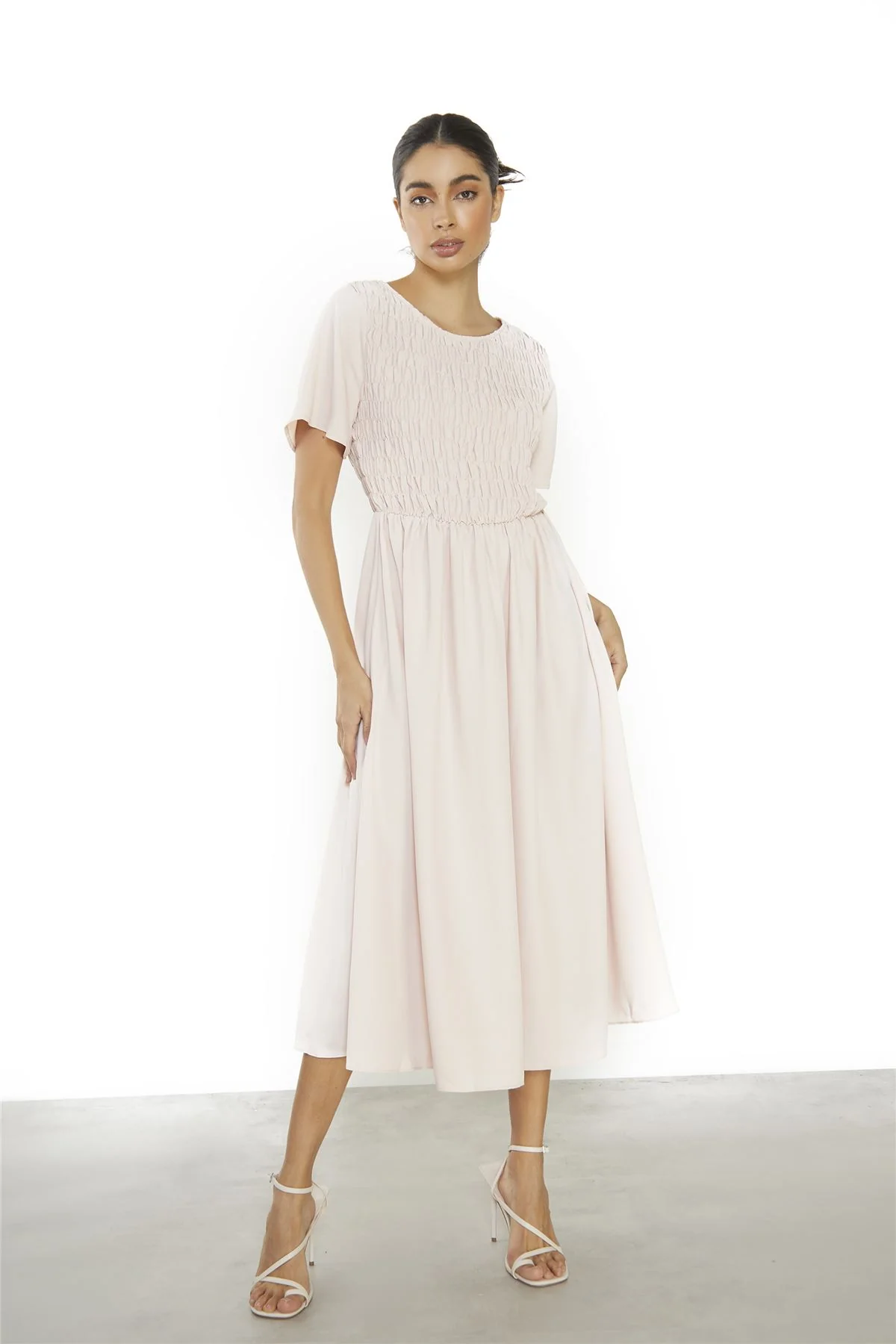 Nude Pink Midi Dress - Image 4