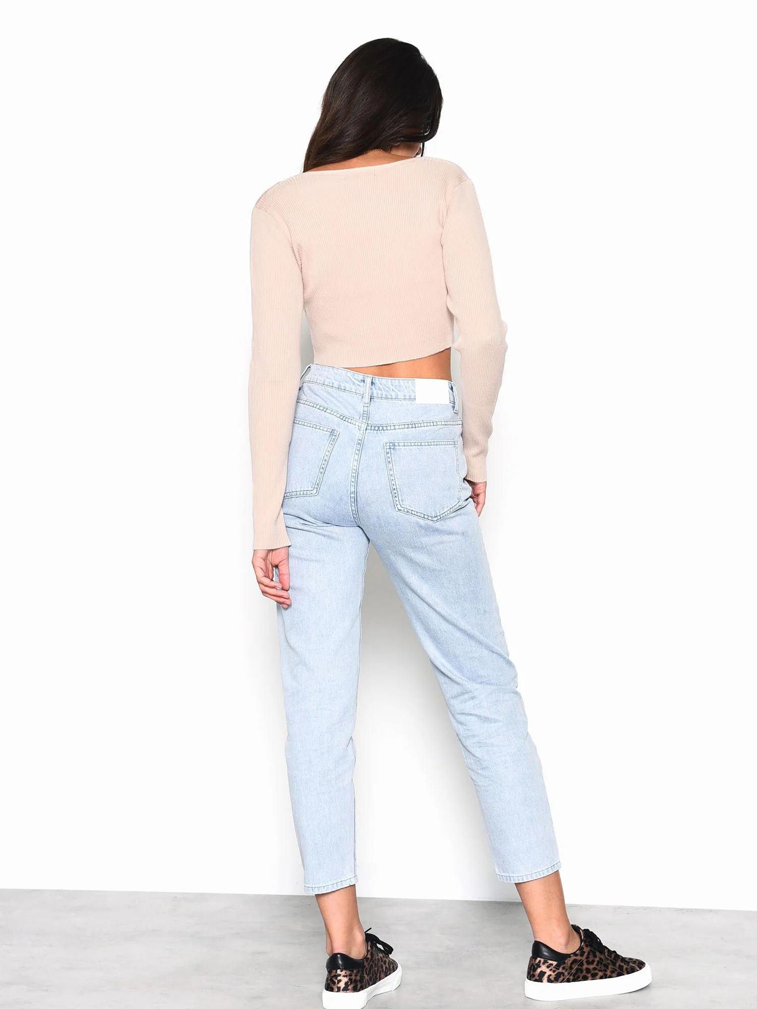 Glamorous Nude Ribbed Crop Cardigan - Image 2