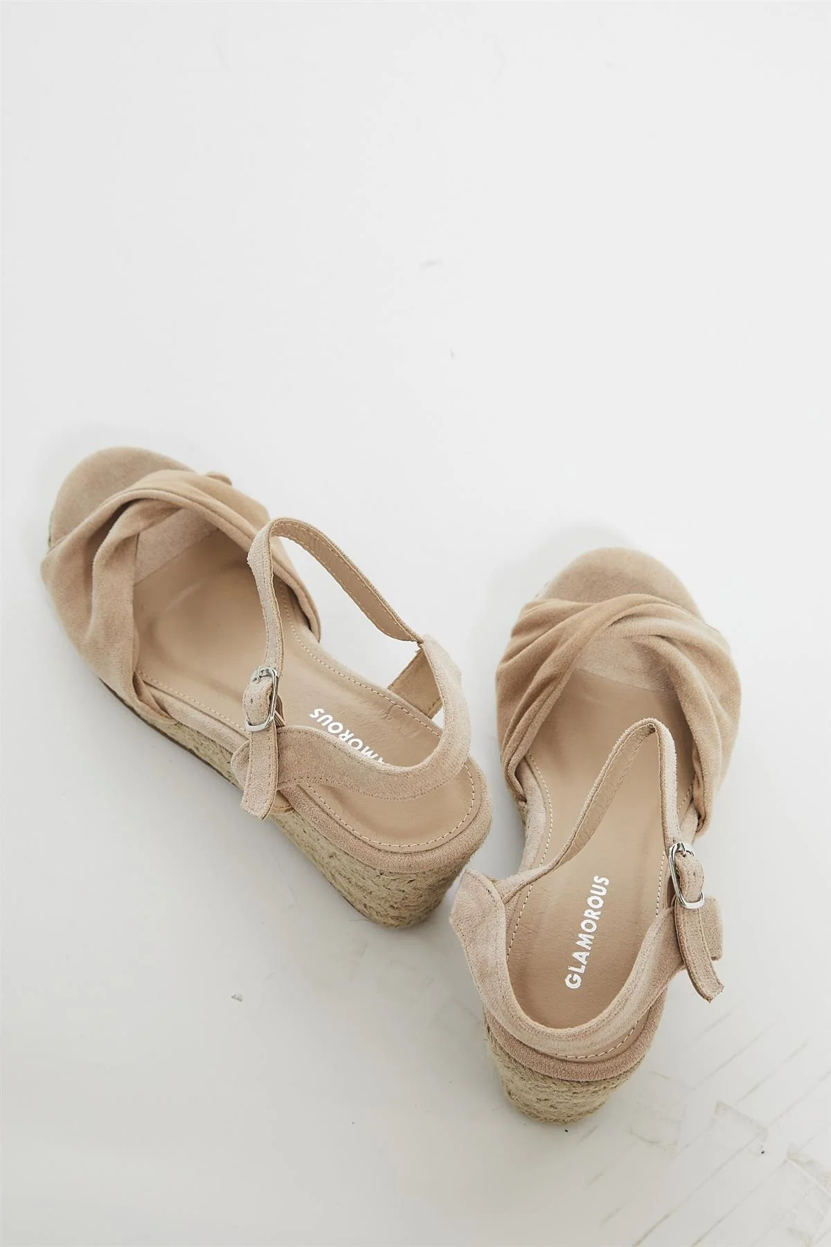 Nude Twist Front Wedge Sandals - Image 2