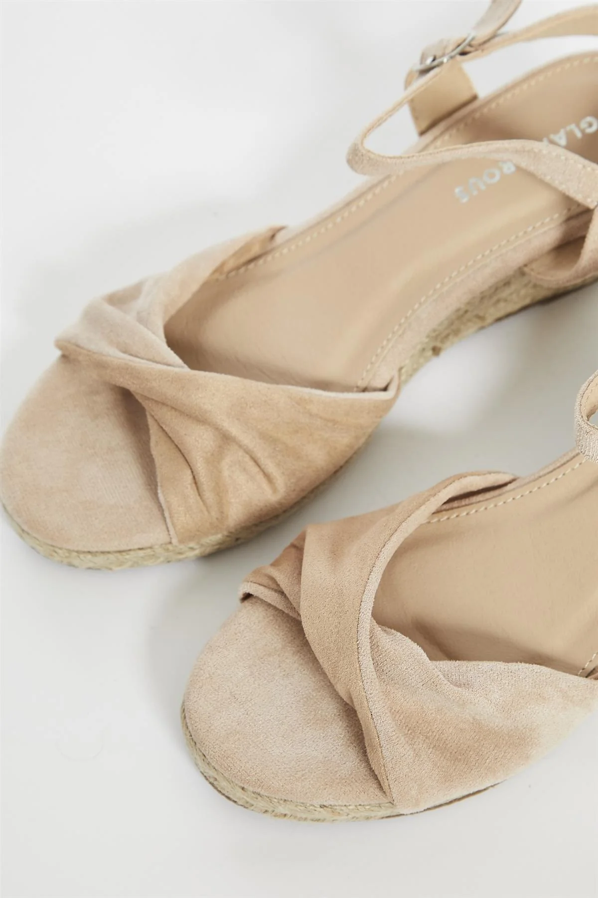 Nude Twist Front Wedge Sandals - Image 3