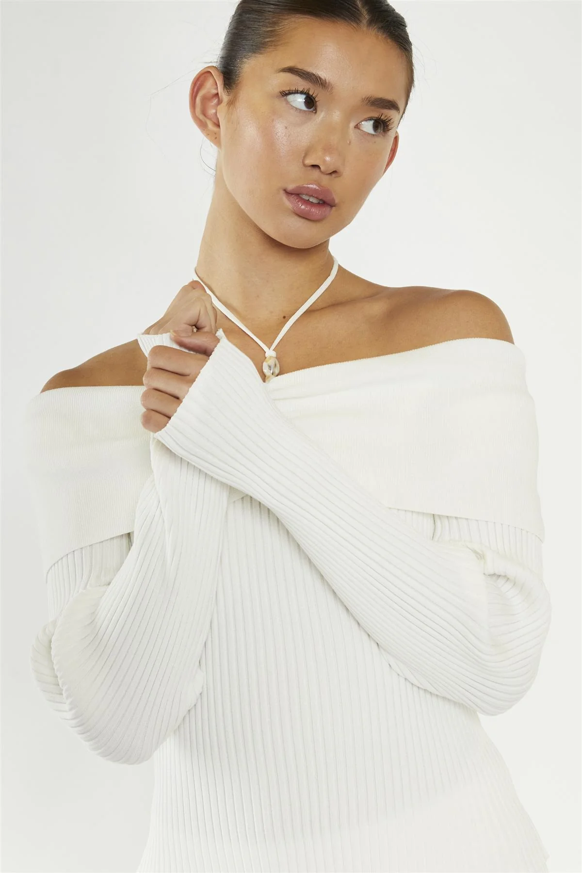 Off-White Beaded Strap Bardot-Top - Image 4