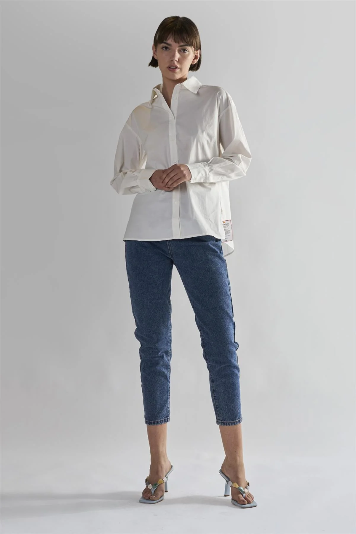 Off-White Button-Up Tops