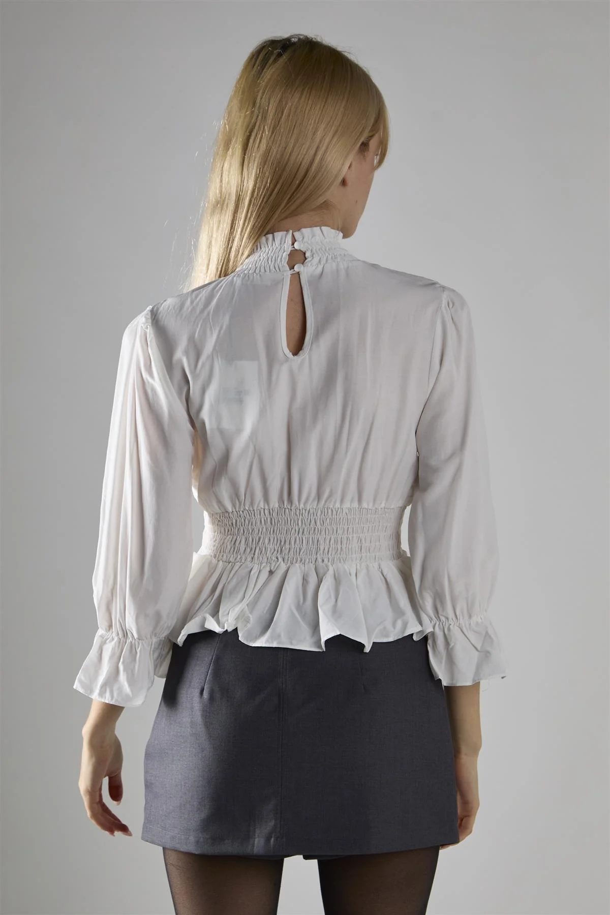 Off White High Neck Crop-Top - Image 2