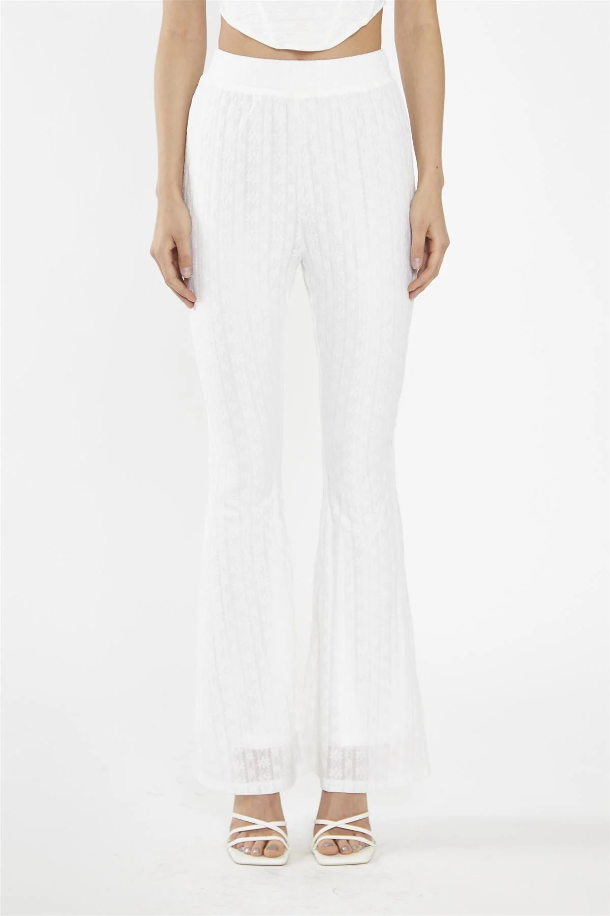 Off-White Lace High Waisted Flared Trousers - Image 3