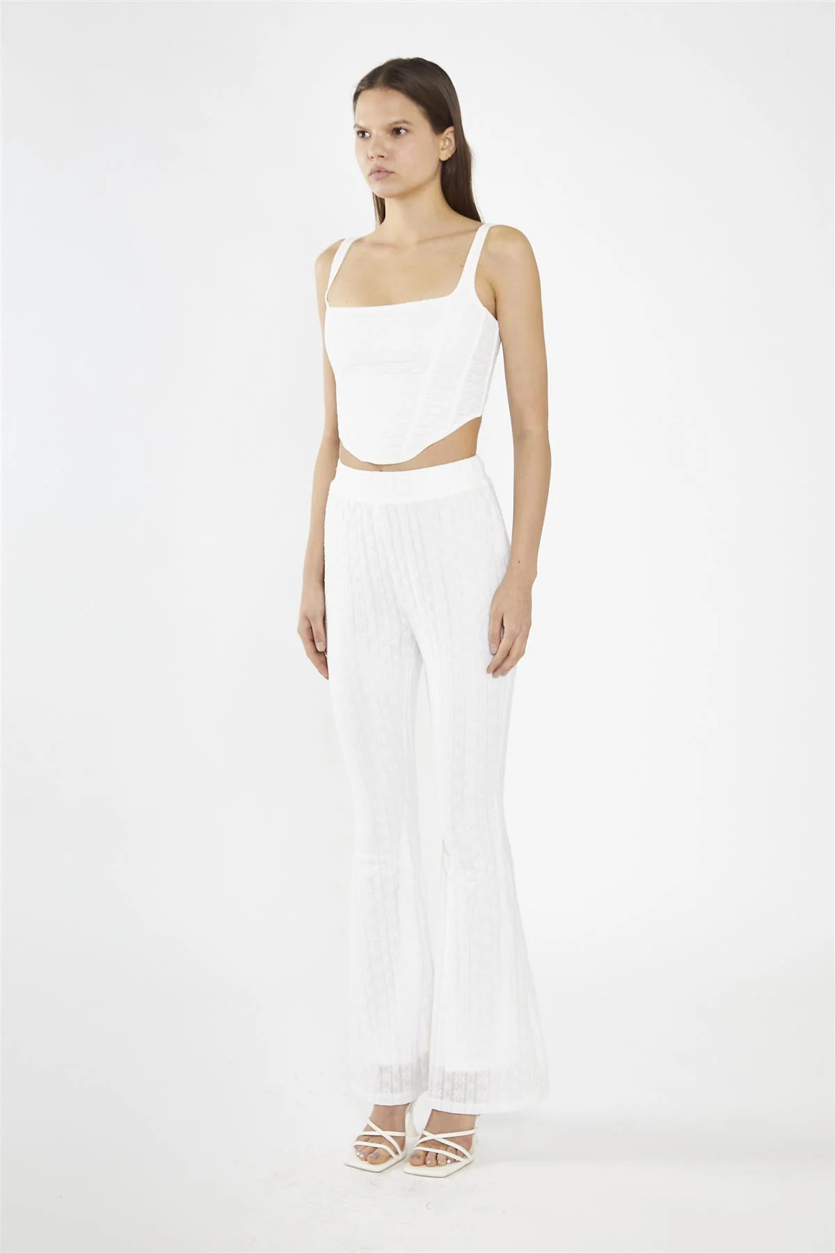 Off-White Lace High Waisted Flared Trousers - Image 4