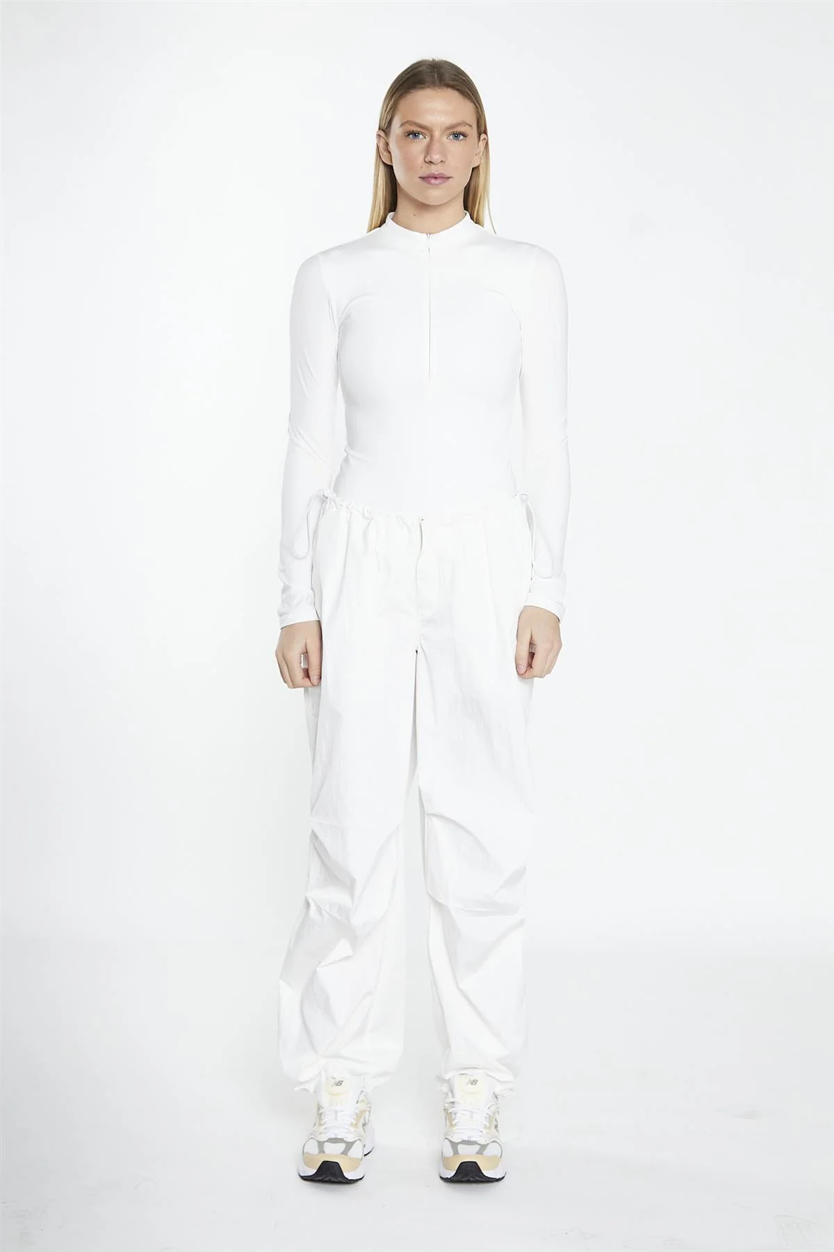 Off White Long-Sleeve Zip-Up Bodysuit - Image 3