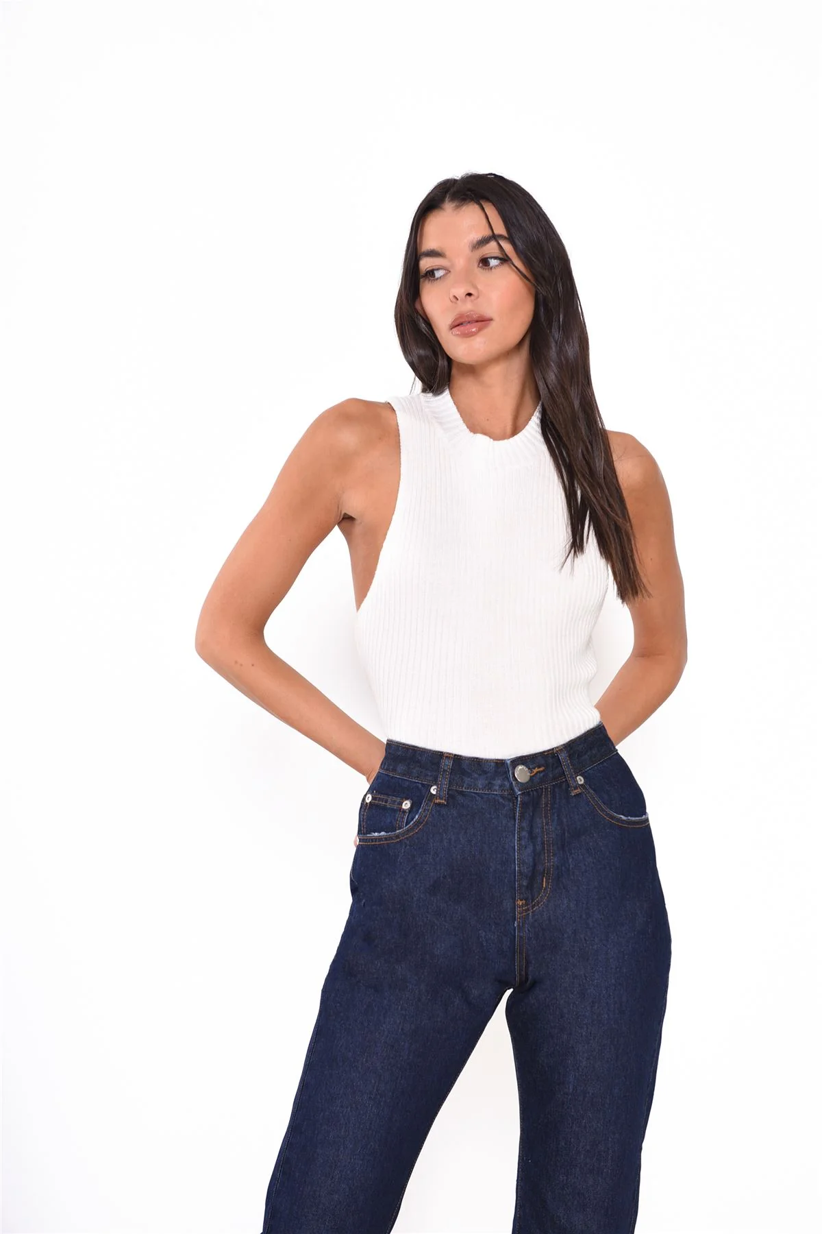 Off White Ribbed Top - Image 4