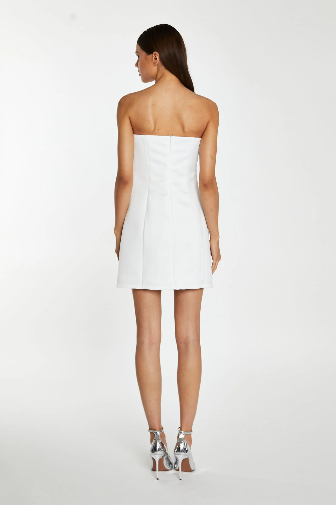 Off-White Satin Strapless Bow Mini-Dress - Image 2