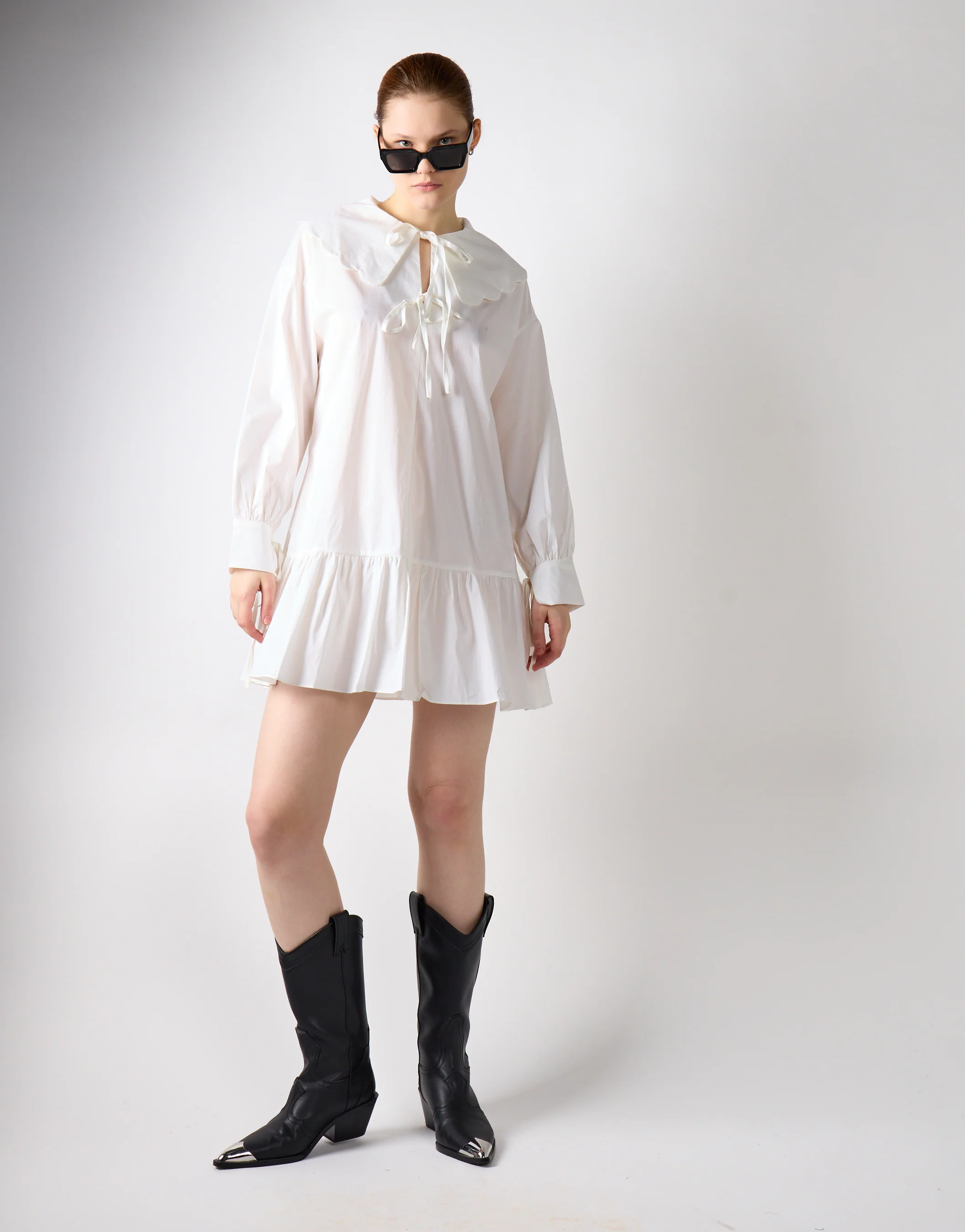Off White Shirt Mini-Dress
