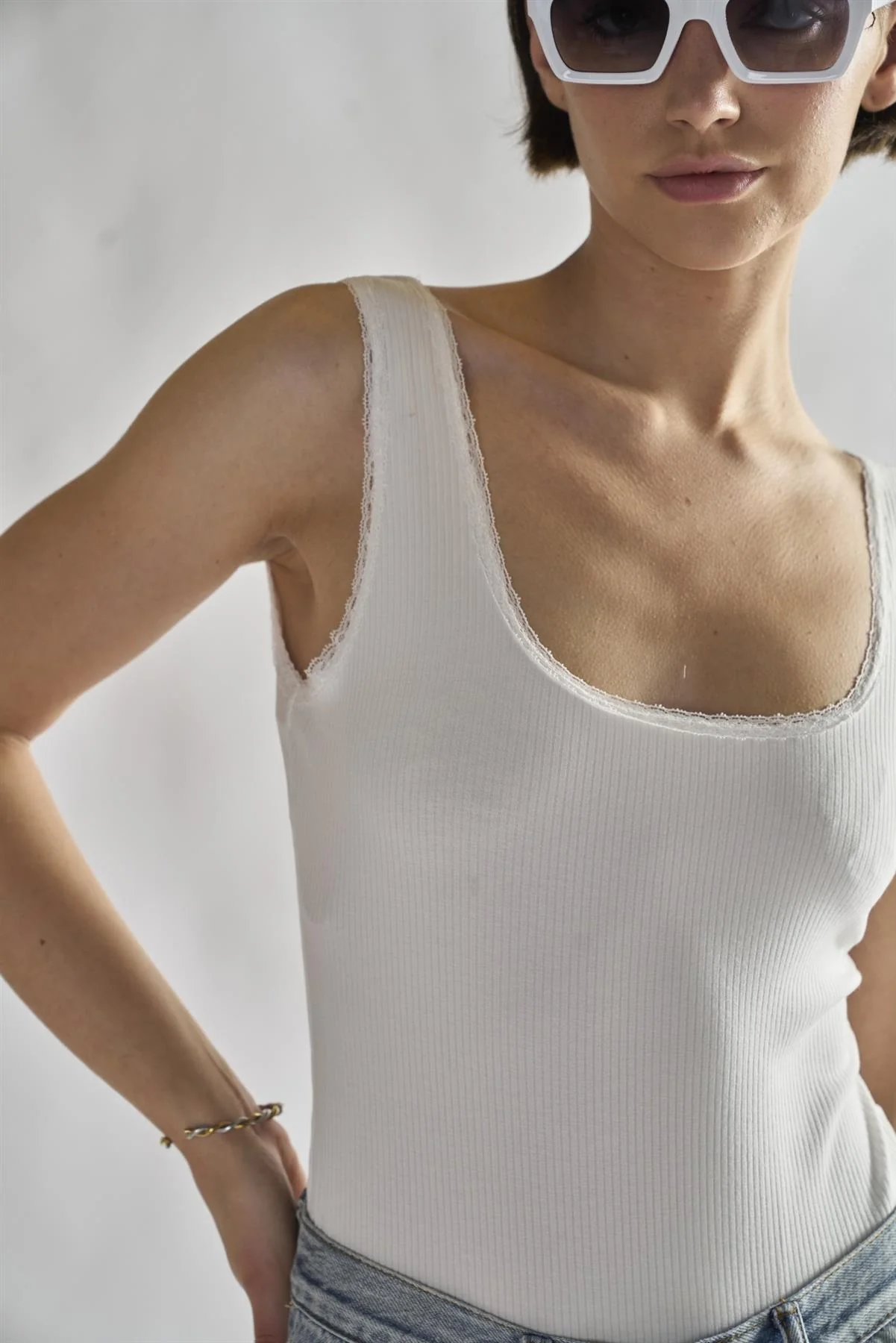 Off-White Square-Neck Bodysuit - Image 4