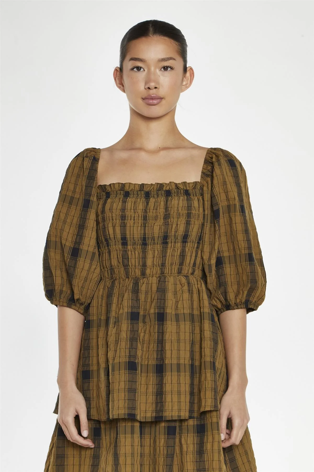 Olive-Check Tiered Maxi-Dress - Image 3
