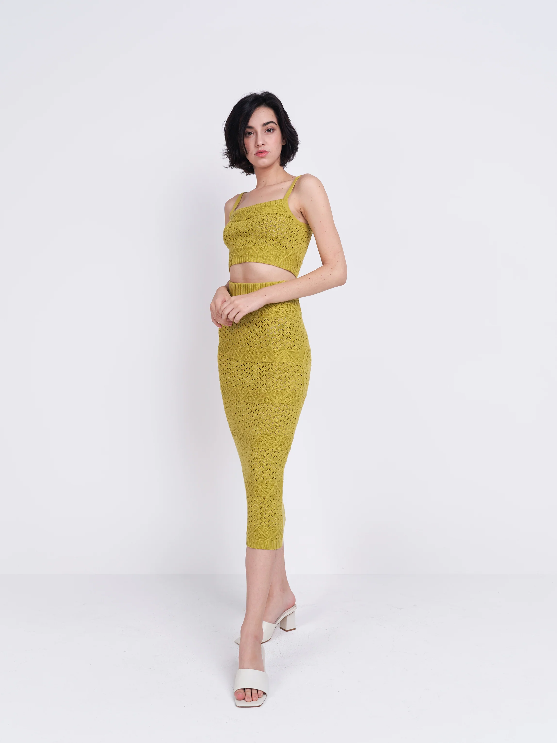 Glamorous Care Olive Green Midi Knitted Skirt - Image 2