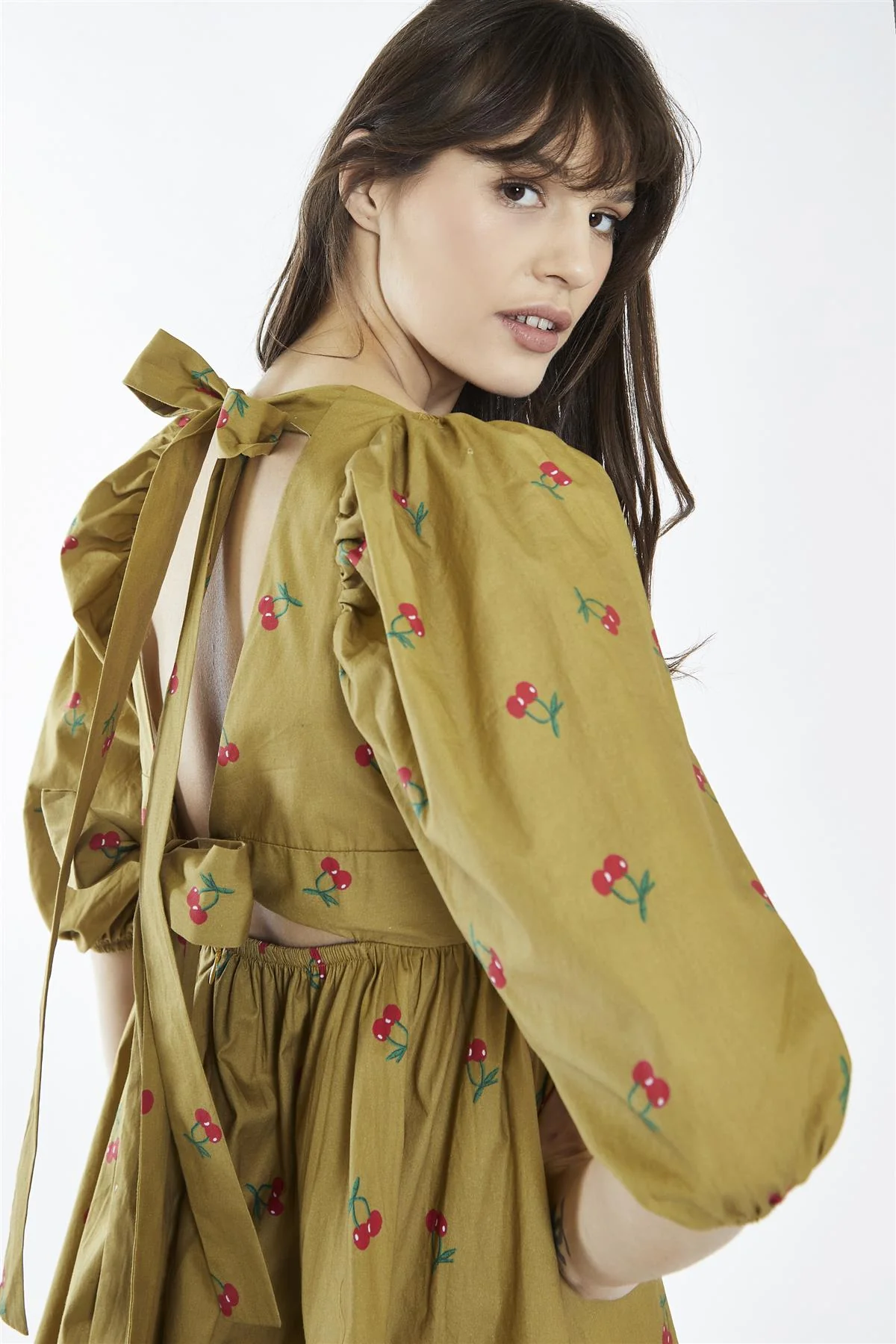 Oliver-Cherry Print Square-Neck Mini-Dress - Image 3