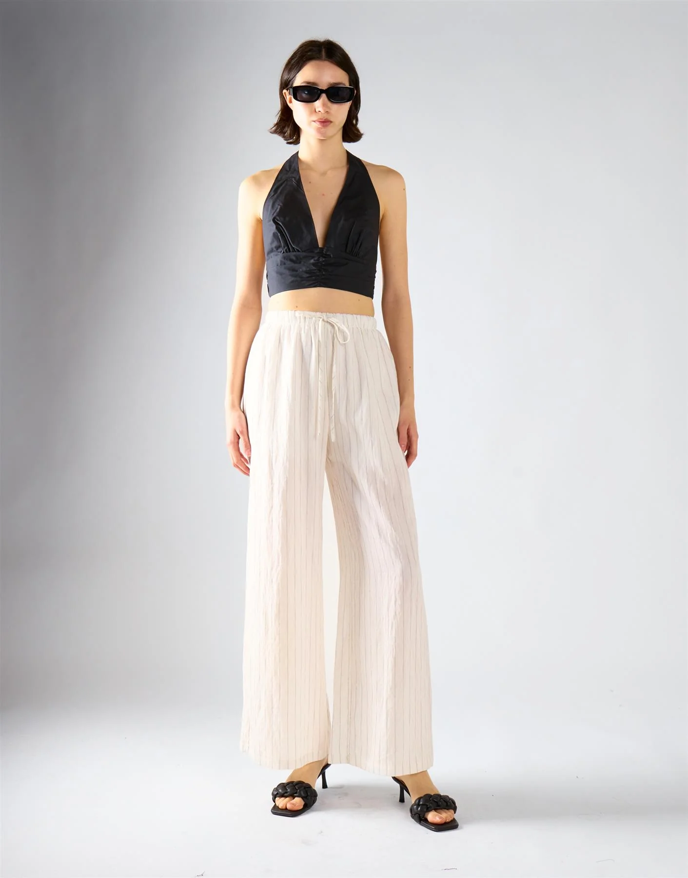 Open Tie Back Halter Top - Black
