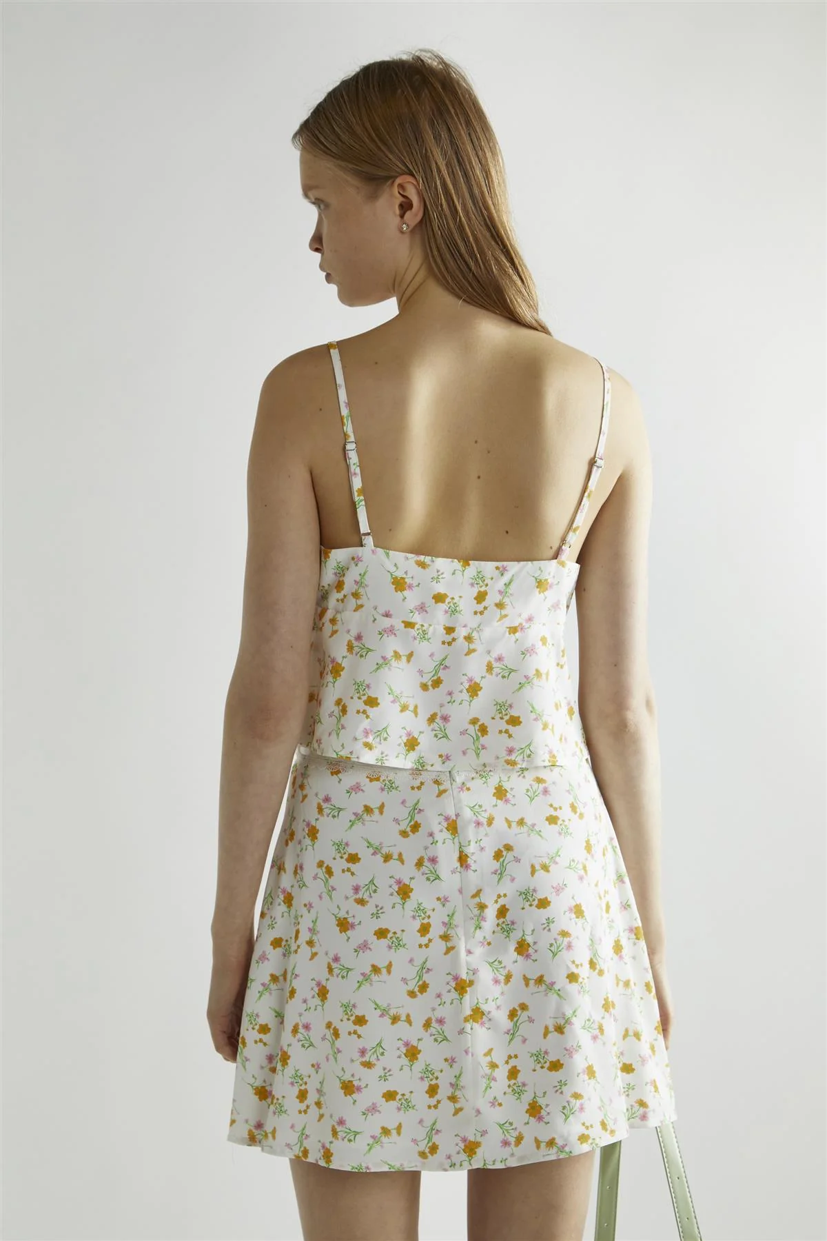 Orange-Pink Spring-Floral A-Line Mini-Skirt - Image 2