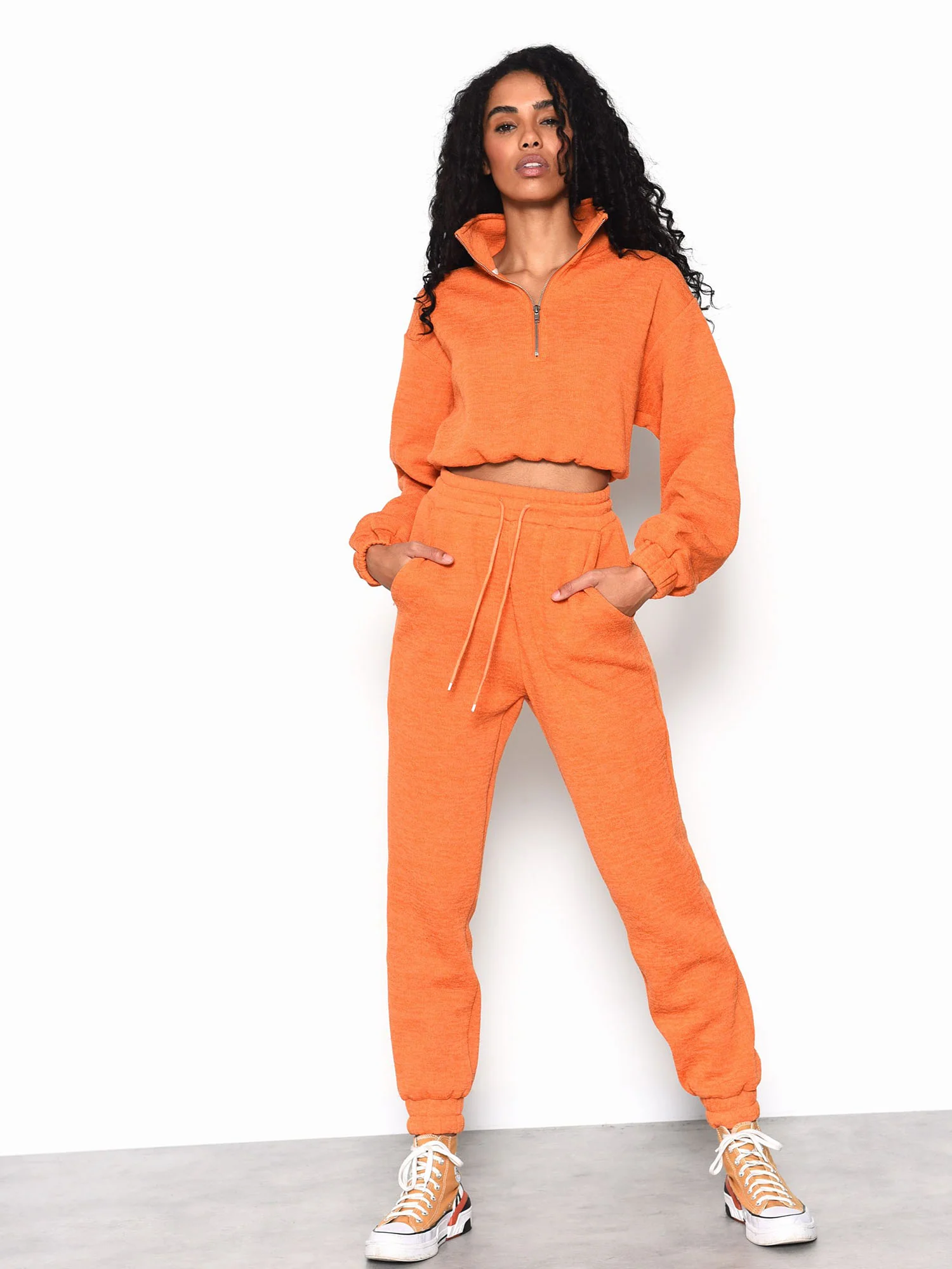 Glamorous Orange Quarter Zip Loungewear Jumper - Image 2