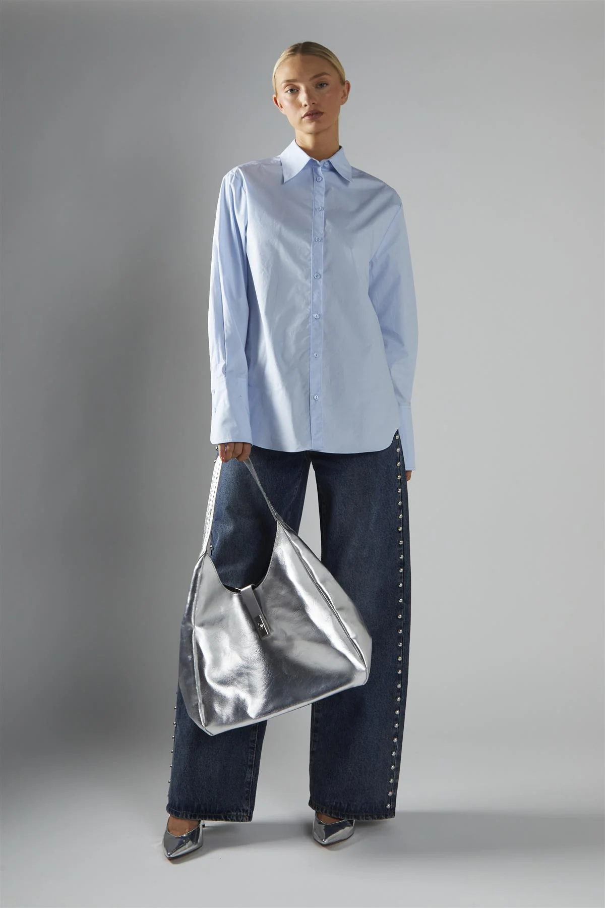 Oversized Shirt - Light Blue - Image 3