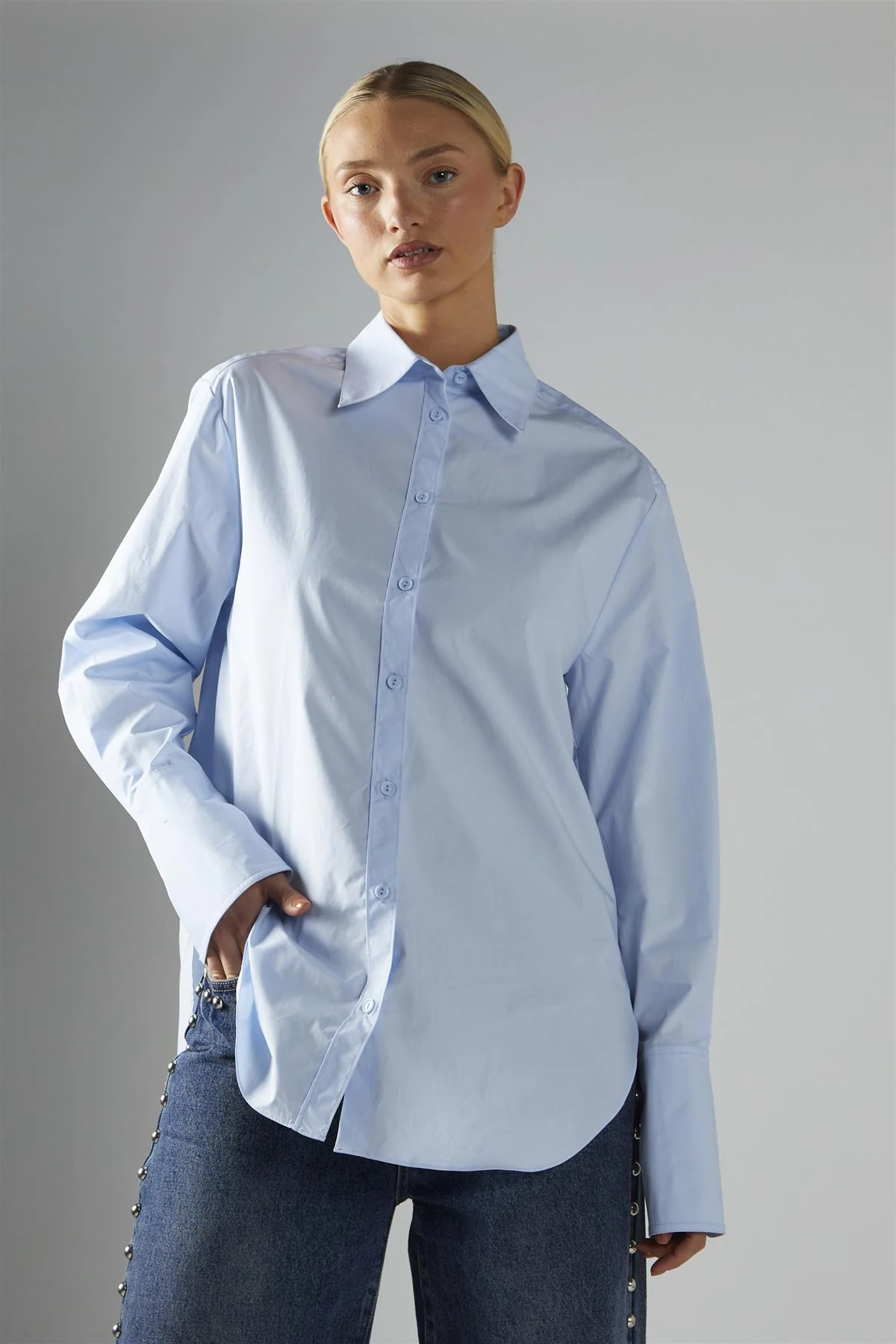 Oversized Shirt - Light Blue - Image 4