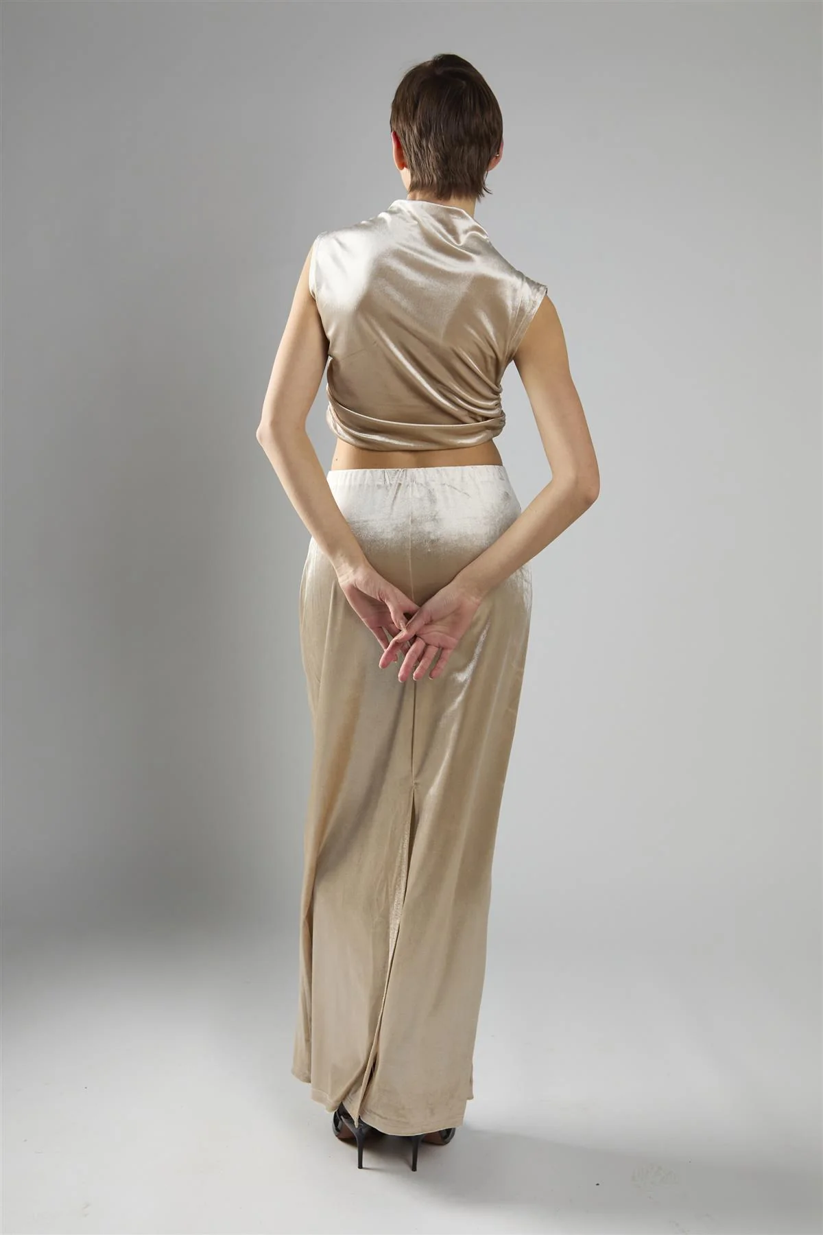 Oyster Velvet Mid-Rise Maxi Skirt - Image 2