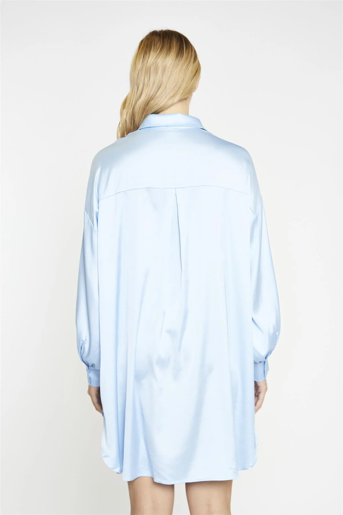 Pale-Blue Satin Shirt-Dress - Image 6
