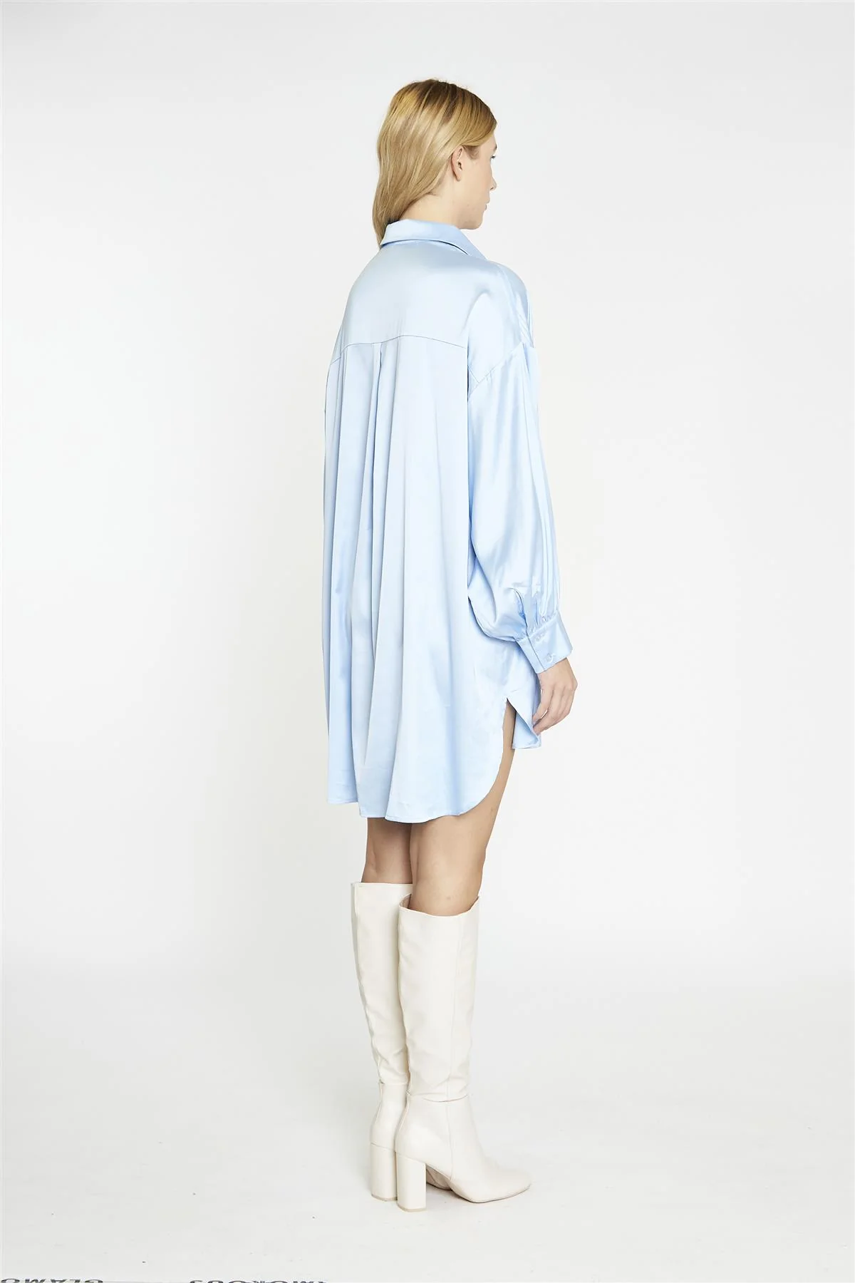 Pale-Blue Satin Shirt-Dress - Image 8