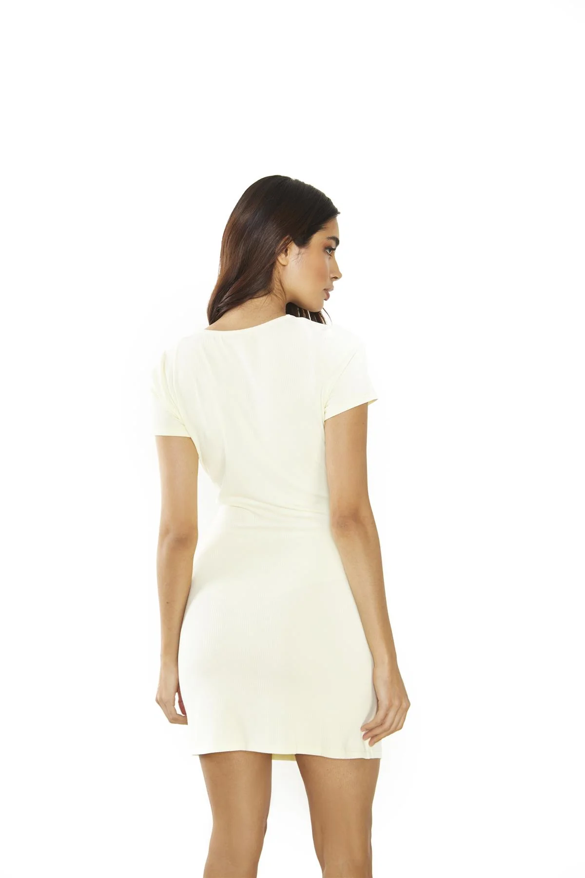 Pale Lemon Cut-Out Mini-Dress - Image 2