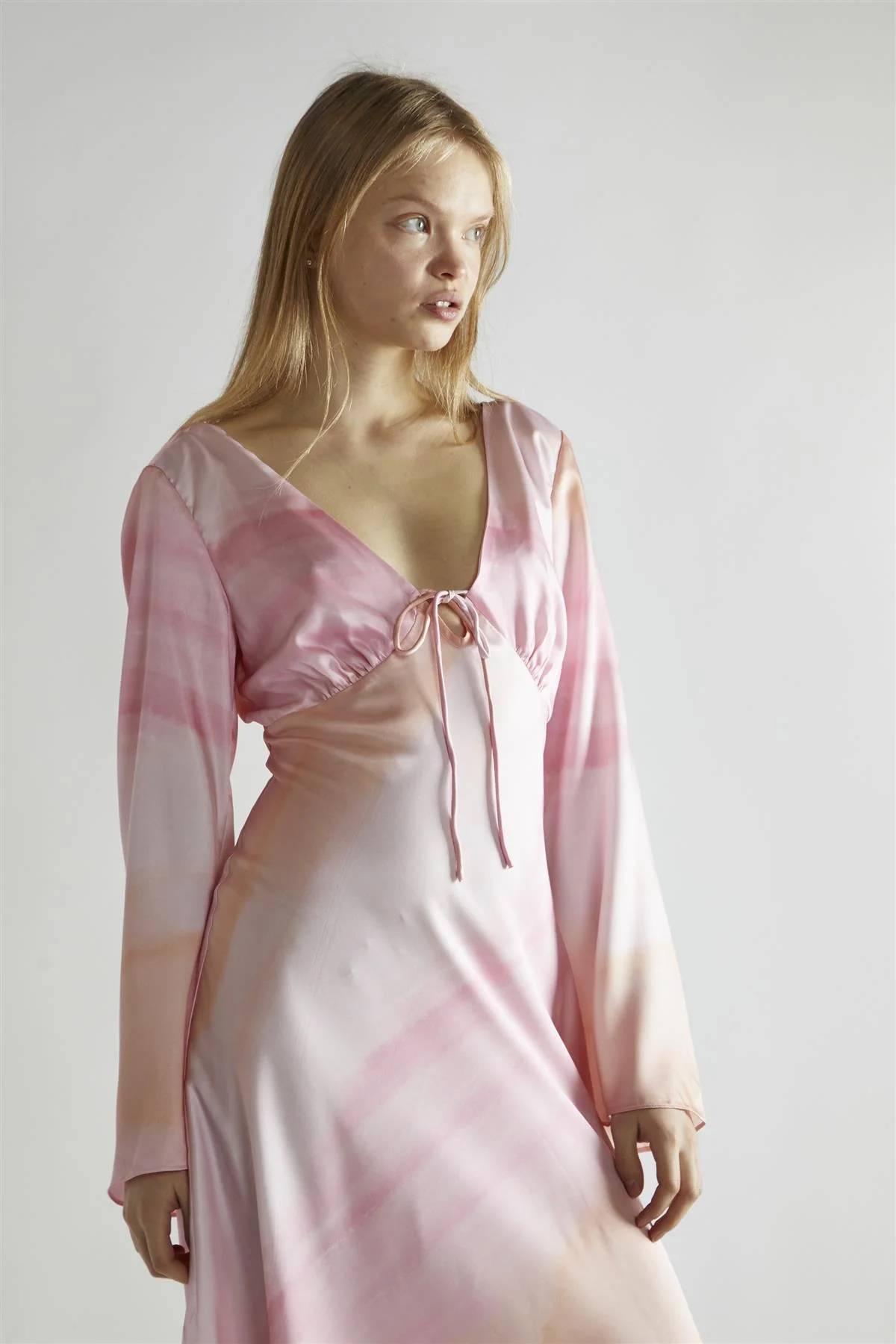 Pastel Digital Tie-dye V-Neck Midi-Dress - Image 3