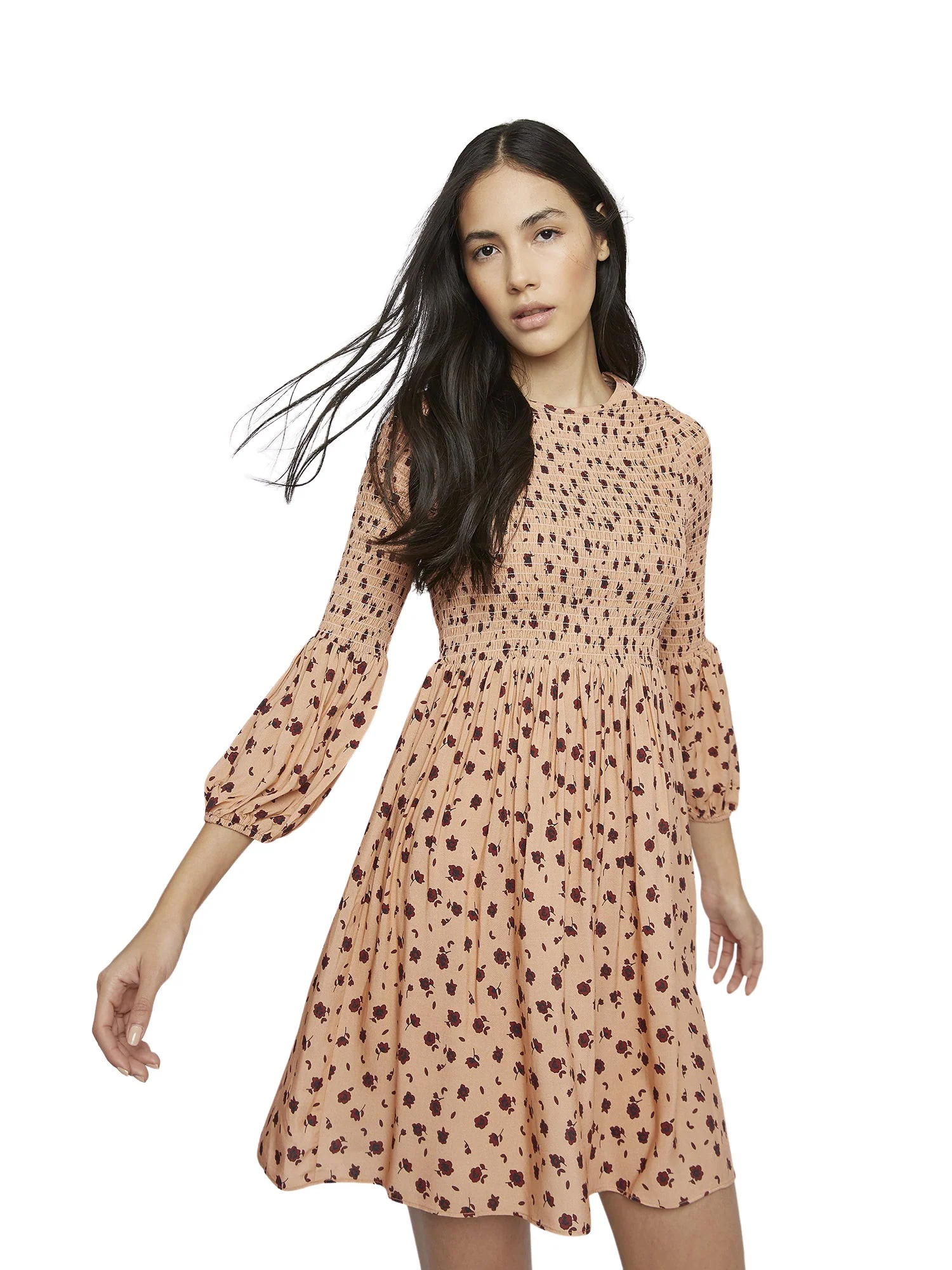 Glamorous Peach Floral Dress - Image 3