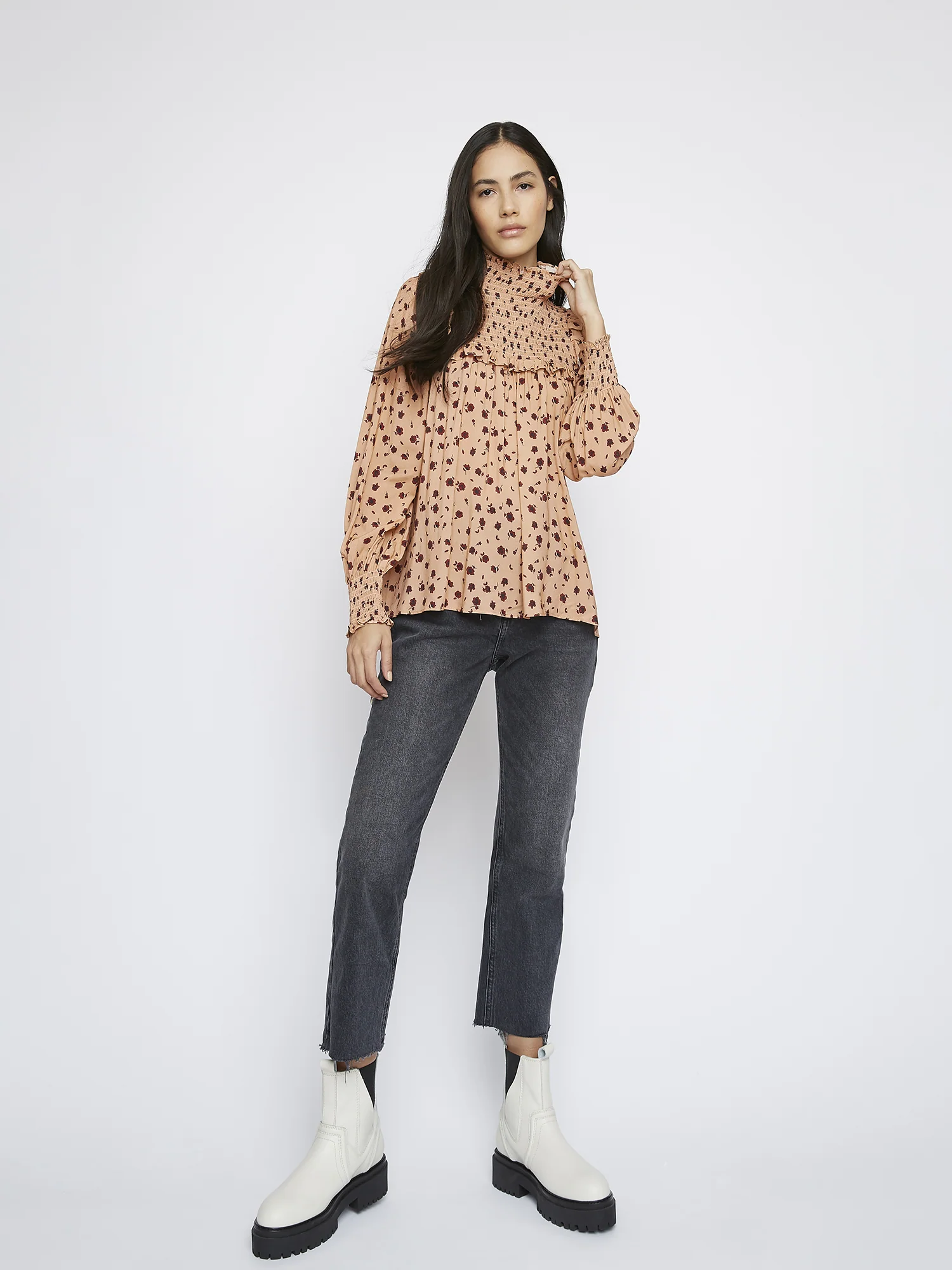 Glamorous Peach Spotted Long Sleeve Blouse - Image 3