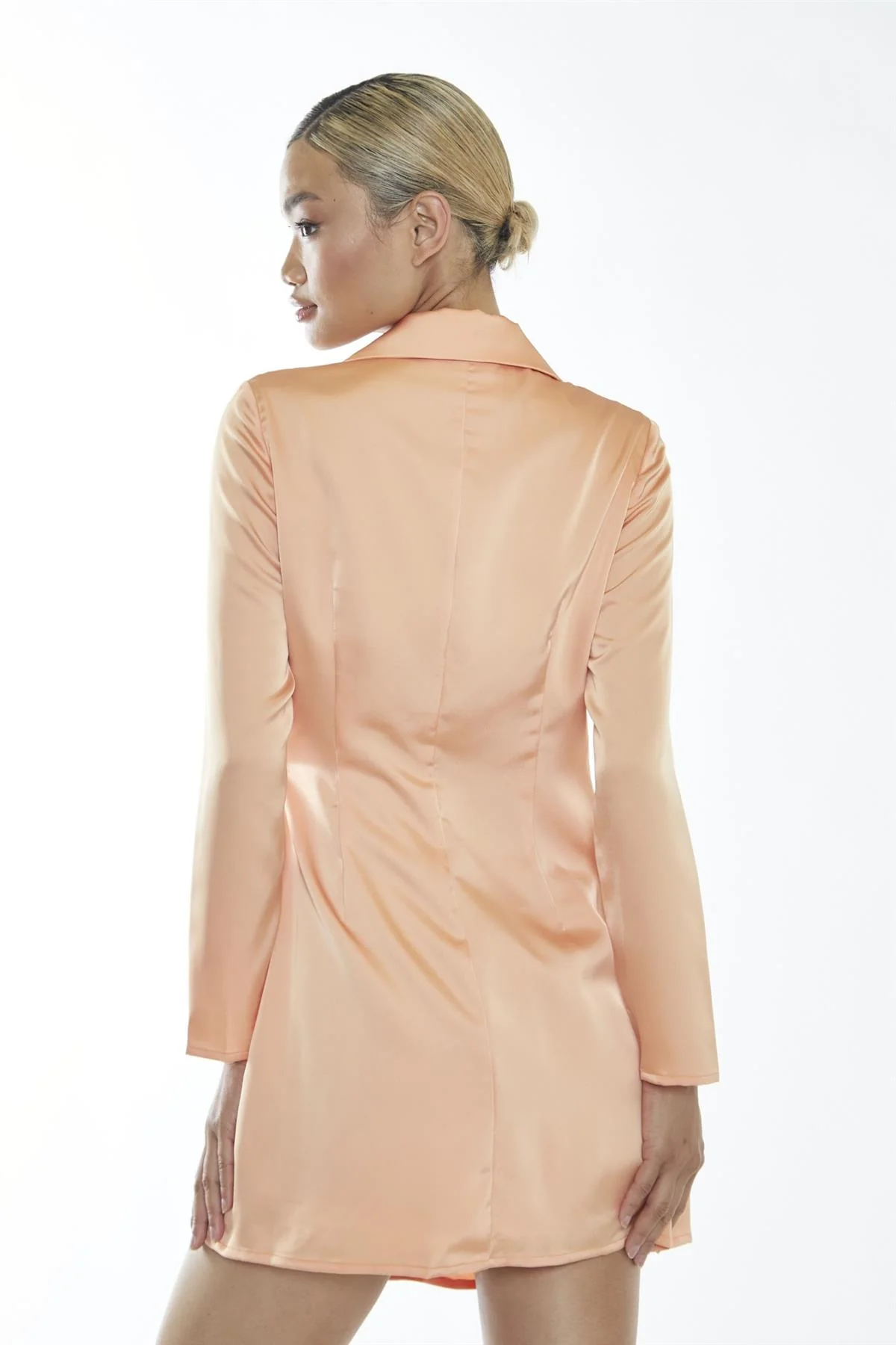 Peach Wrap Shirt Mini-Dress - Image 2