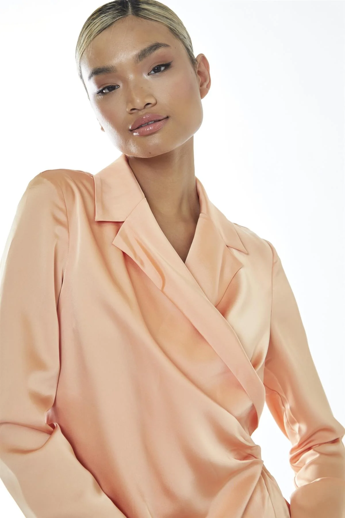 Peach Wrap Shirt Mini-Dress - Image 4