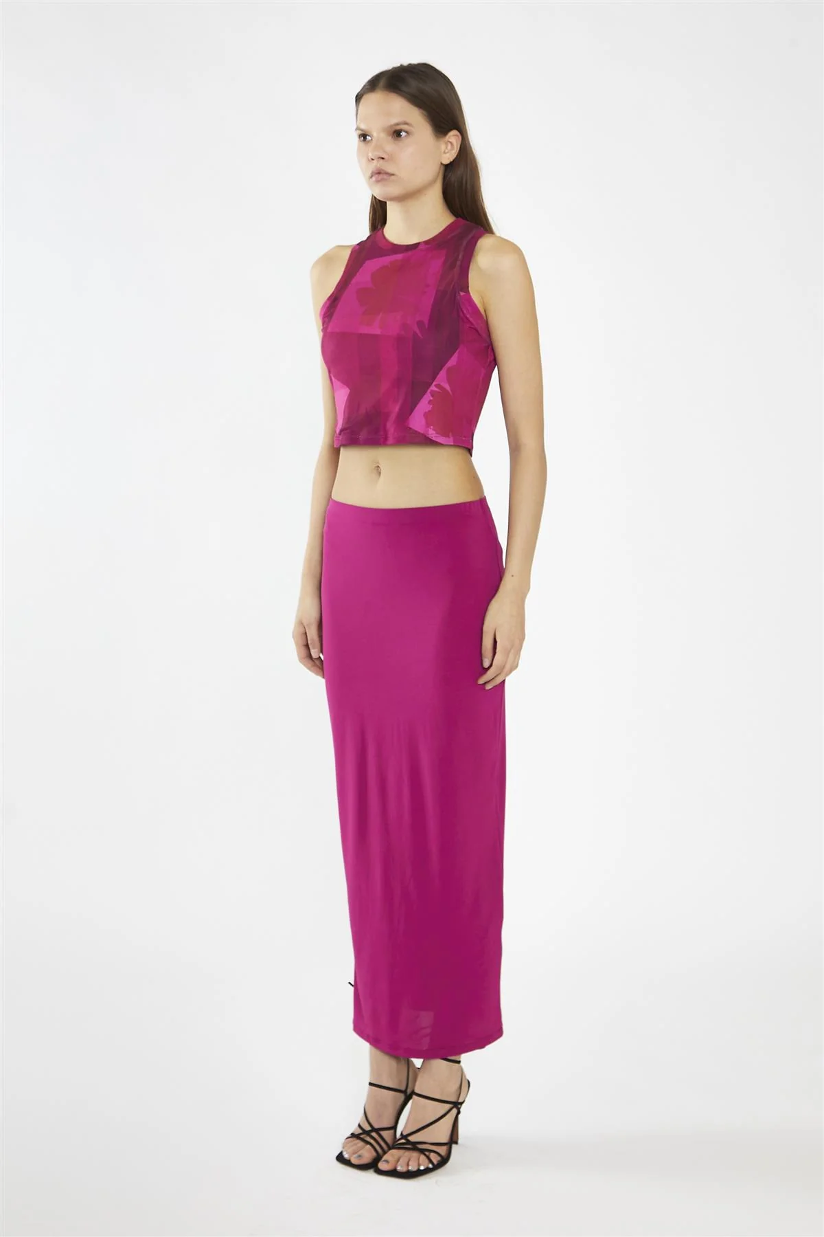 Pink-Block Mesh Racerback Crop-Top - Image 4