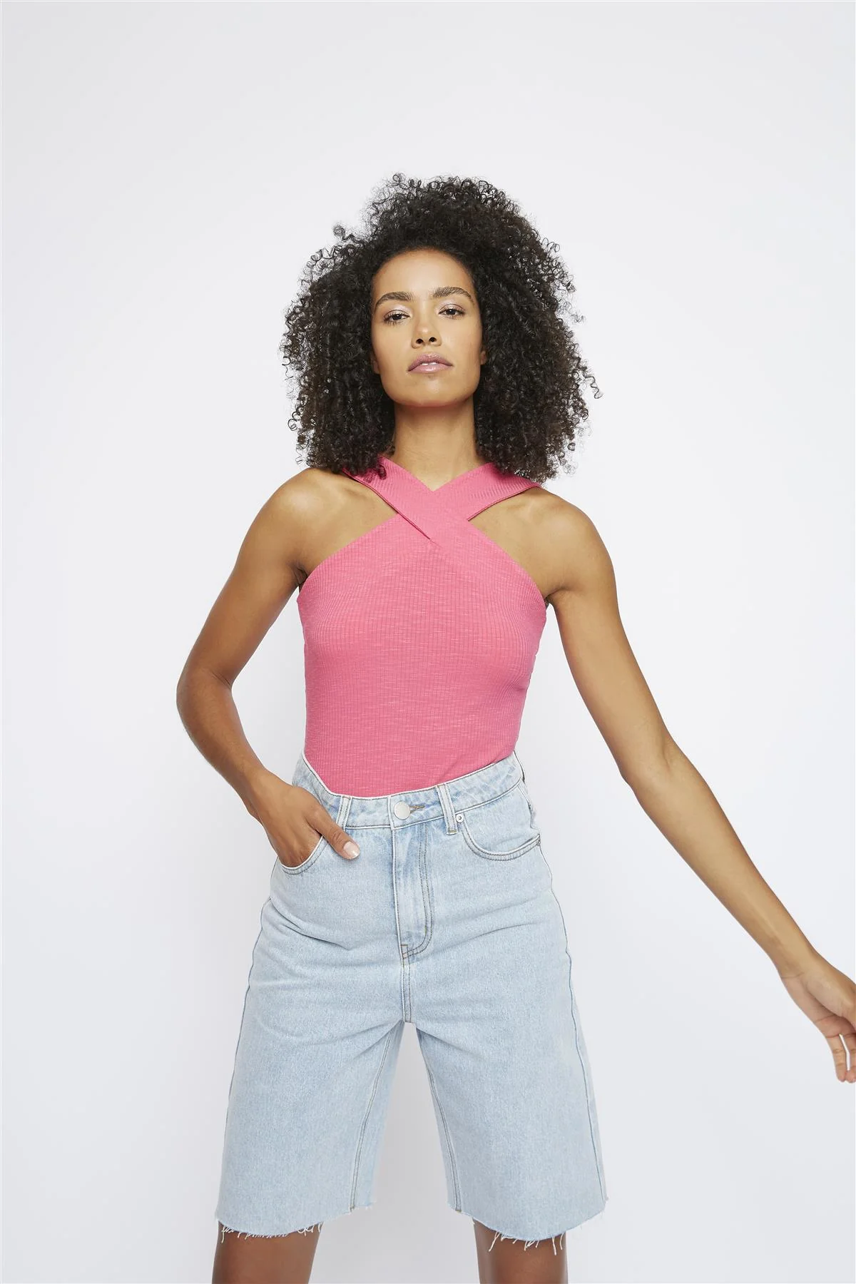 Pink Cross Neck Bodysuit - Image 3