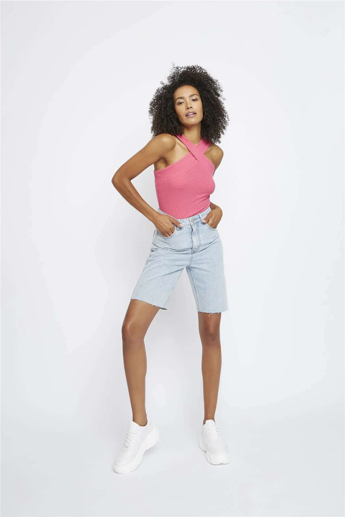 Pink Cross Neck Bodysuit - Image 4