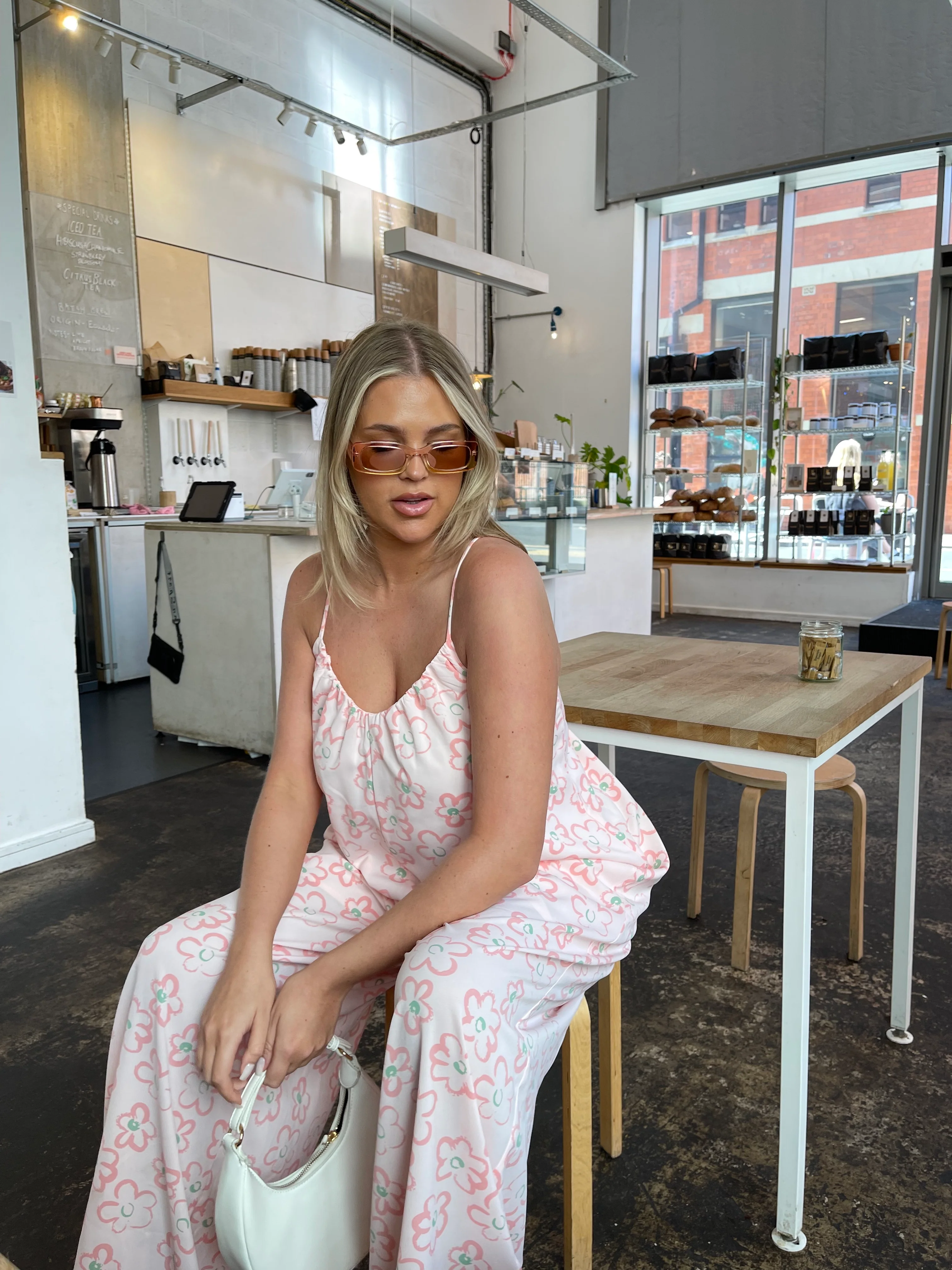 Pink Painted-Daisy Loose-Fit Lace-Up Jumpsuit - Image 4