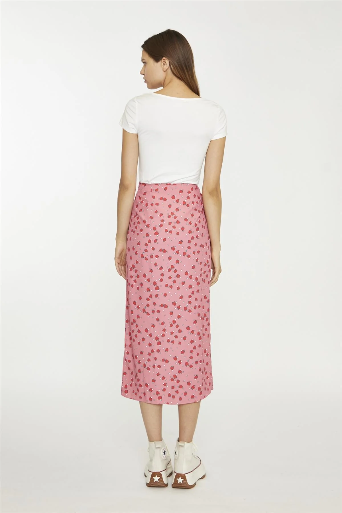 Pink Strawberry-Print Midaxi-Skirt - Image 2