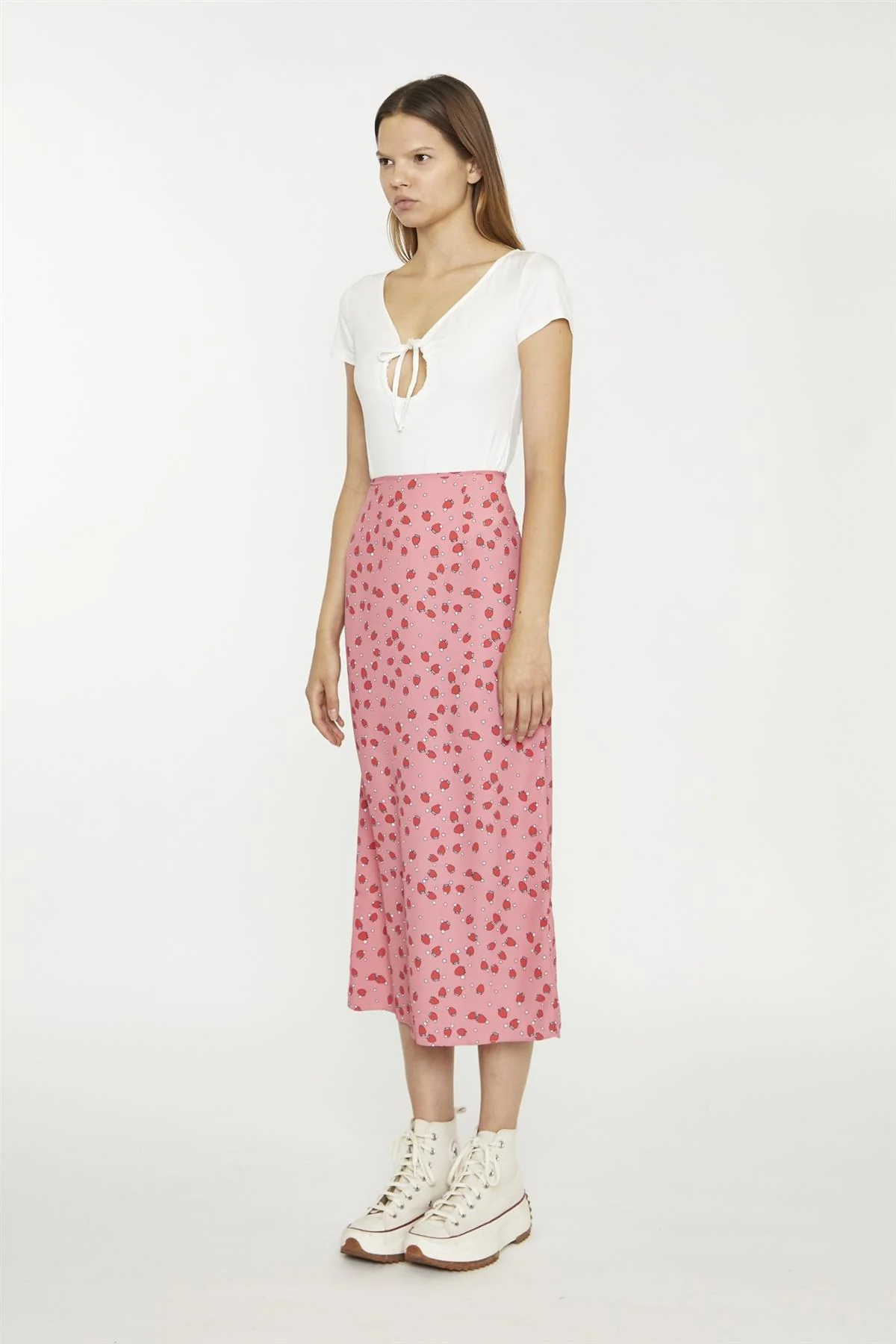 Pink Strawberry-Print Midaxi-Skirt - Image 4