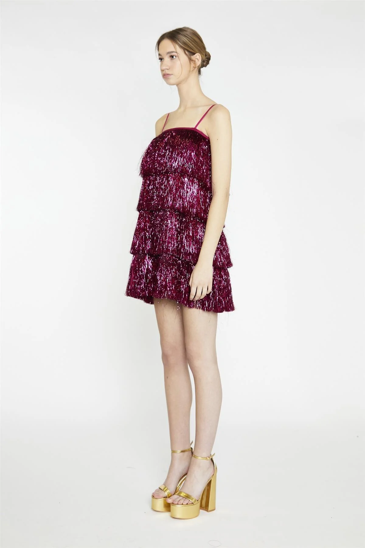 Pink-Tinsel Fringe Mini-Dress - Image 3