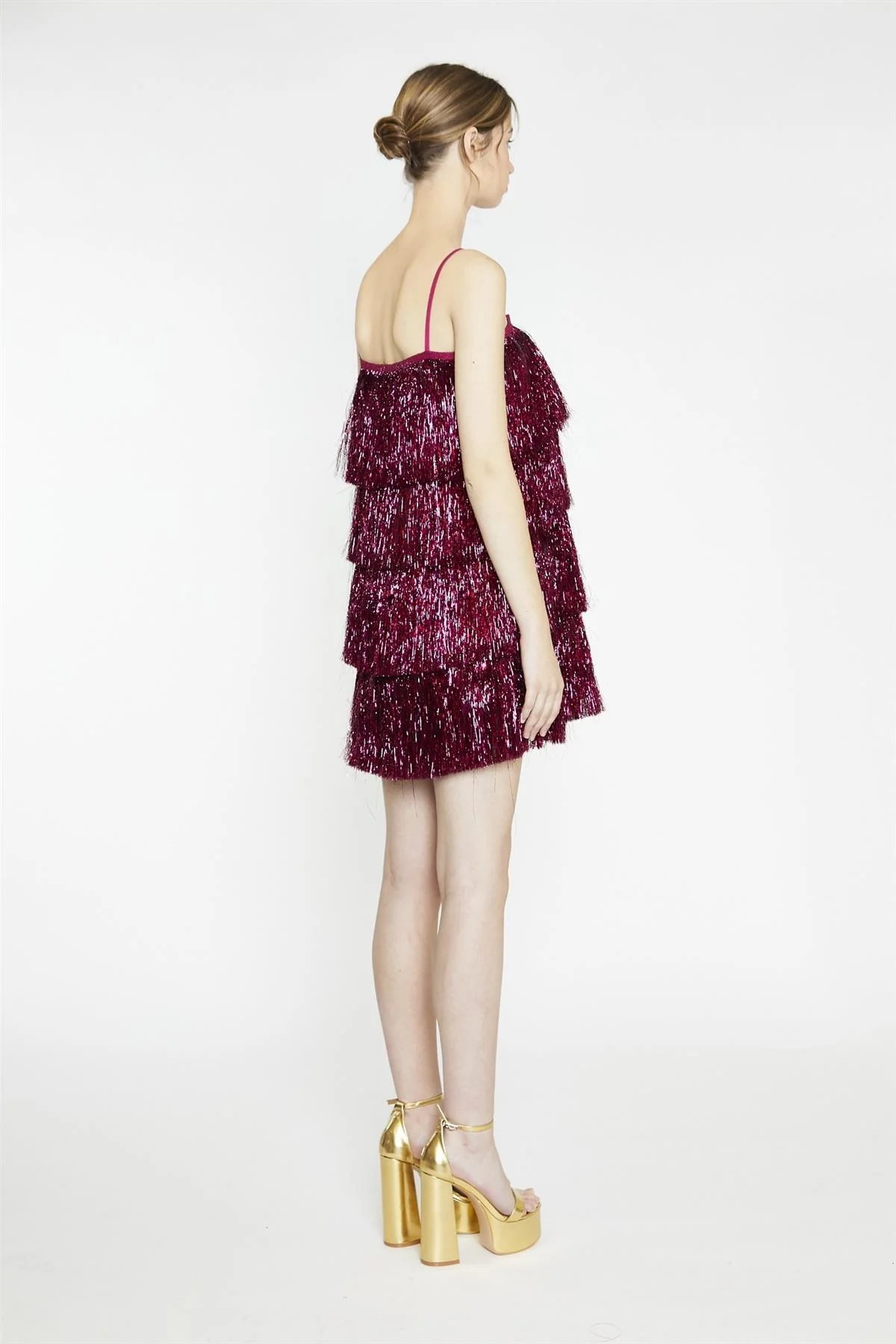 Pink-Tinsel Fringe Mini-Dress - Image 4