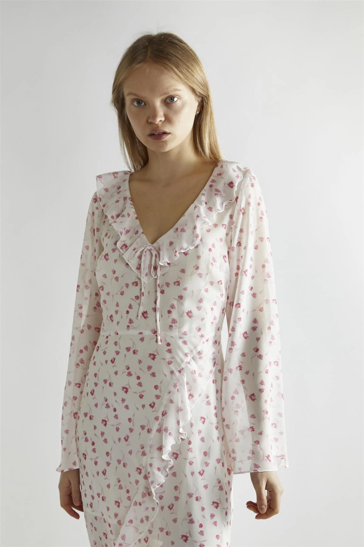 Pink Watercolour-Floral V-Neck Maxi-Dress - Image 3